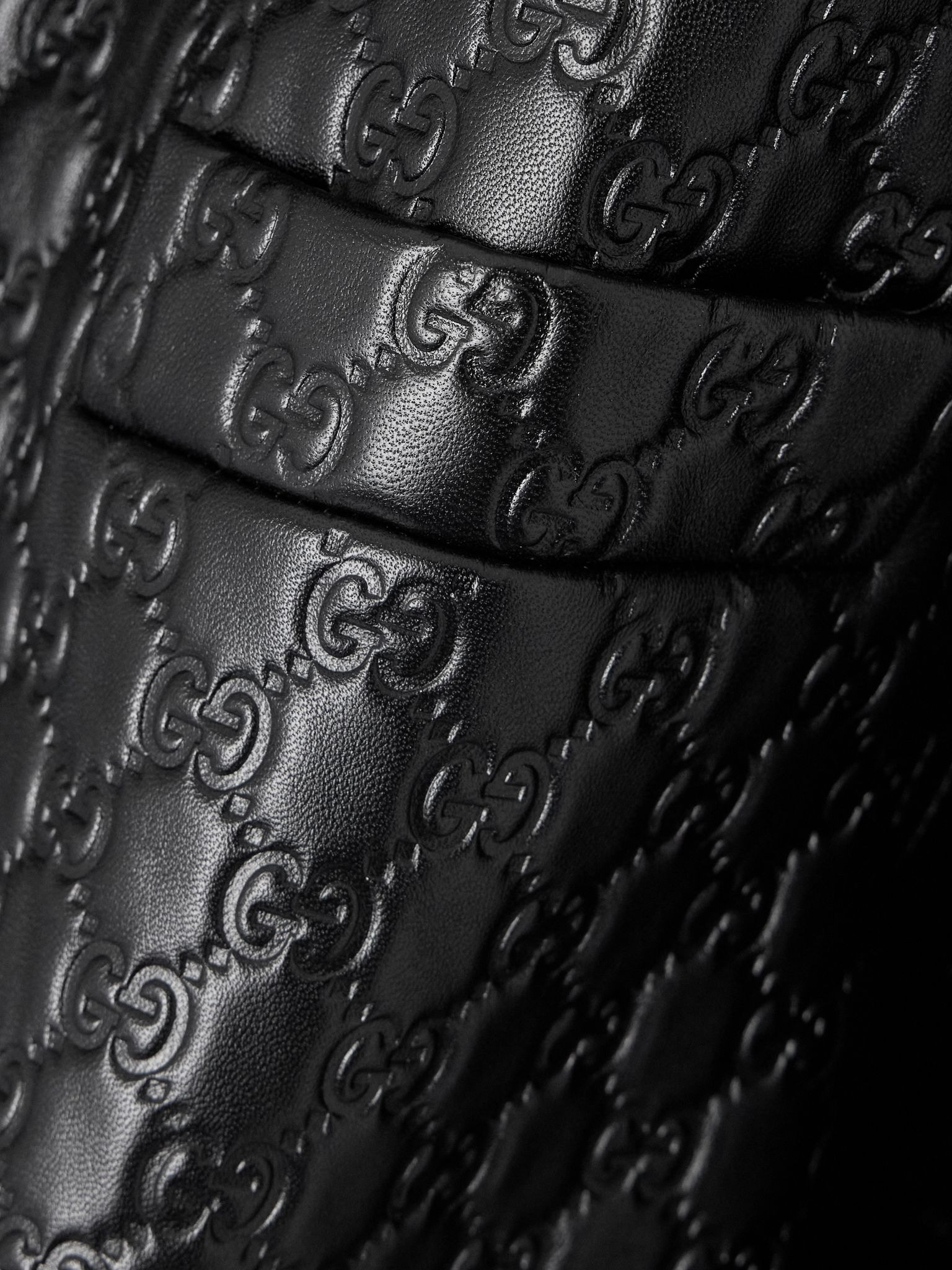 Debossed leather jacket Black - 5