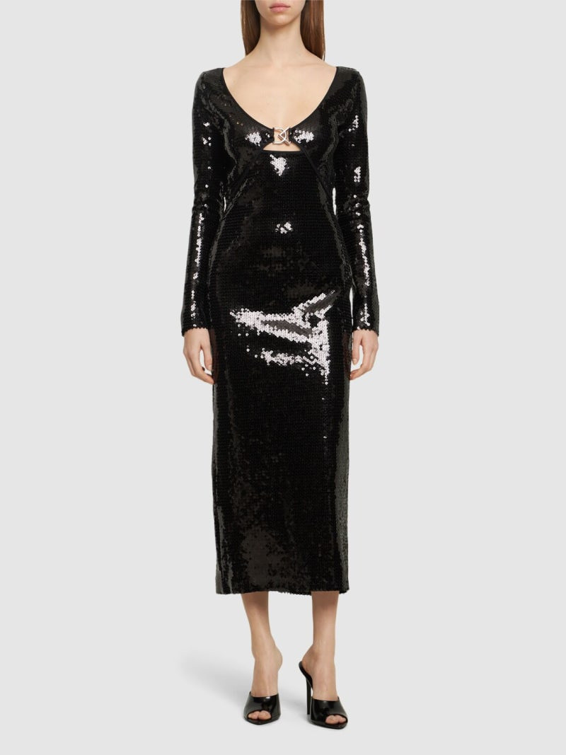 David Koma Logo buckle sequined midi dress outlook