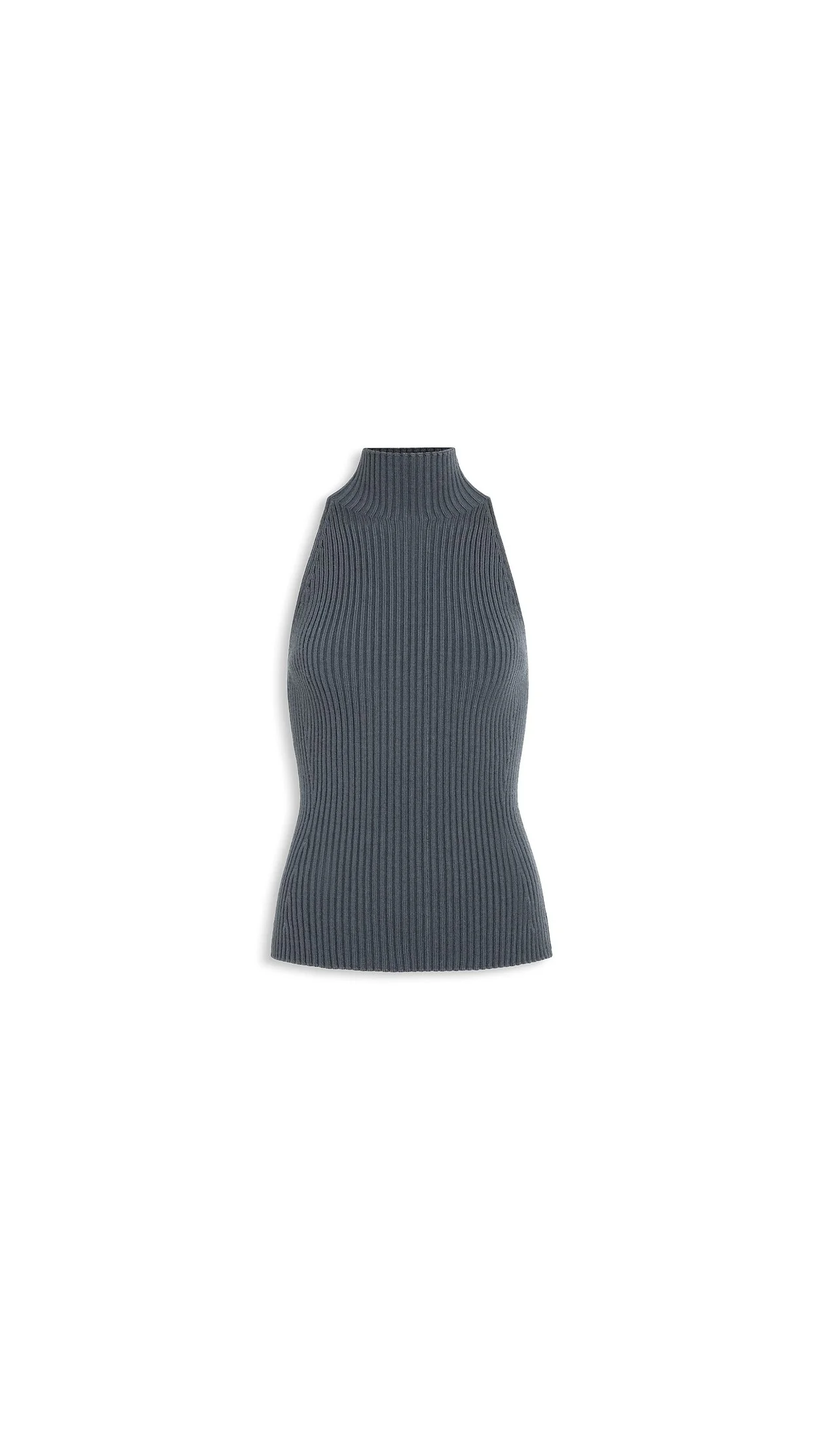 RIBBED HALTER NECK TOP - 1