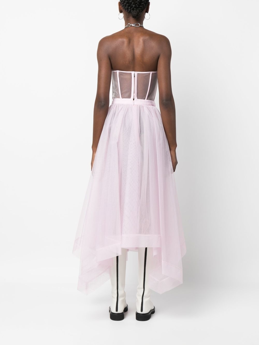 strapless boned-bodice dress - 4