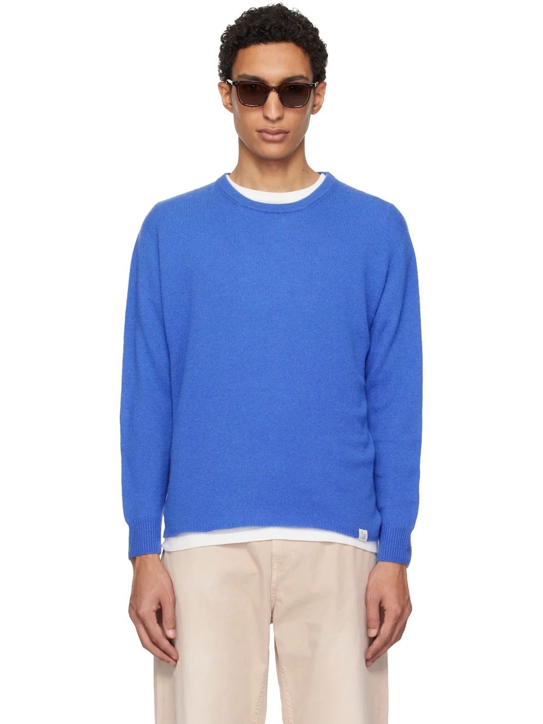 Blue Lightweight Merino Wool-Cashmere-Silk Sweater - 1