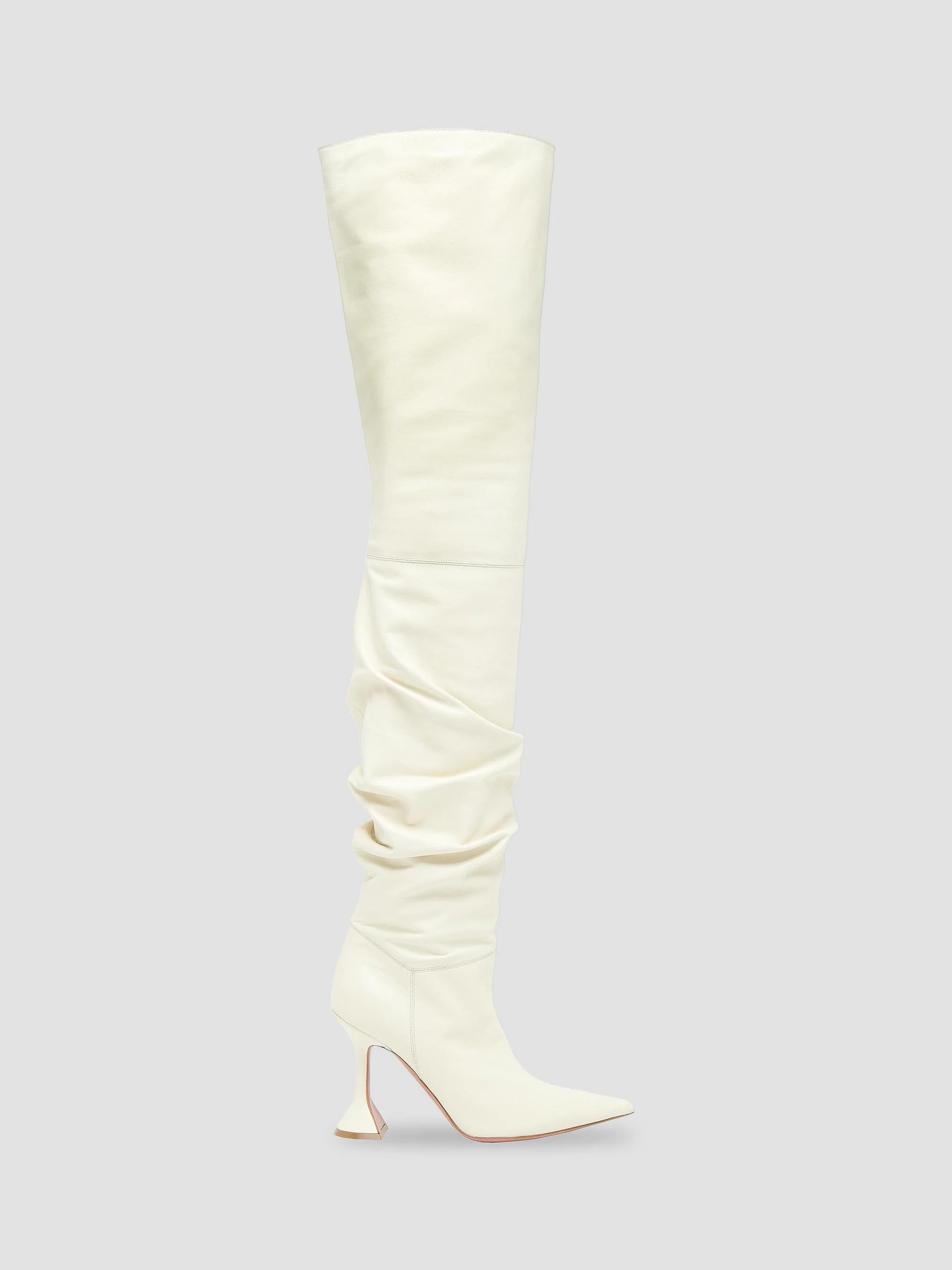 Women's Olivia 95MM Leather Thigh-High Boots - Nappa Almond - 1