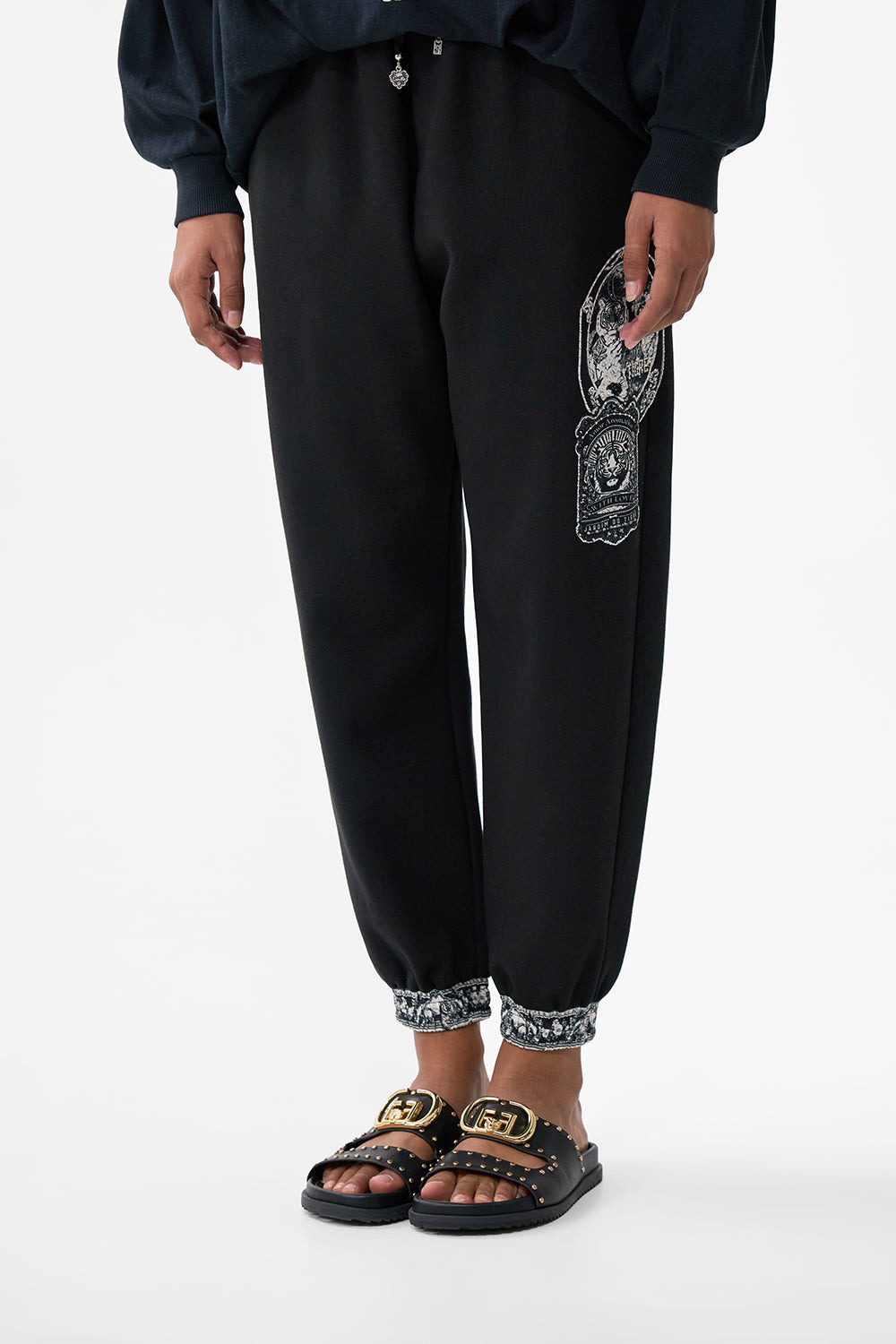 JERSEY TRACK PANT WITH SILK DETAILS - 5