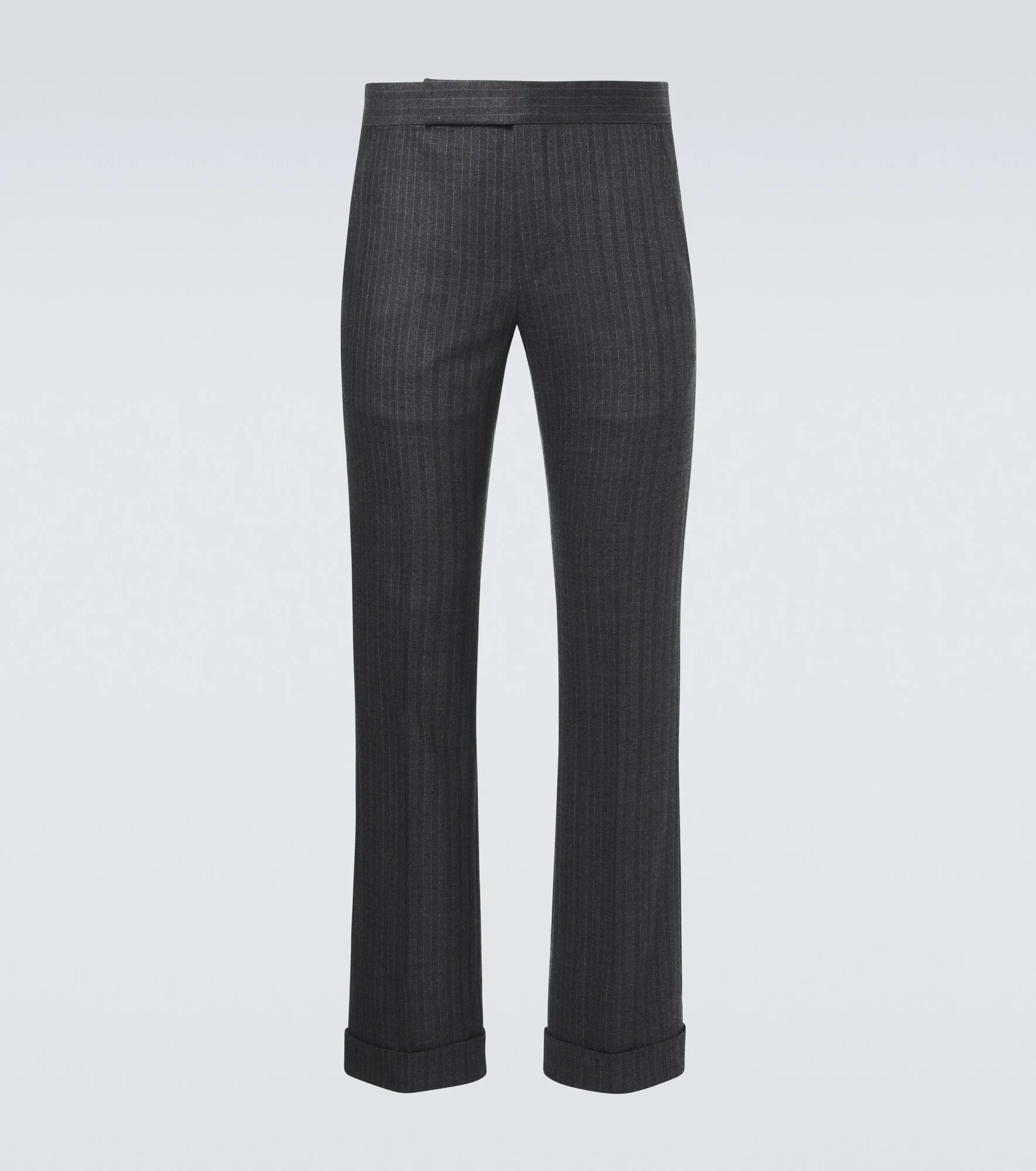 Herringbone wool straight pants - 1