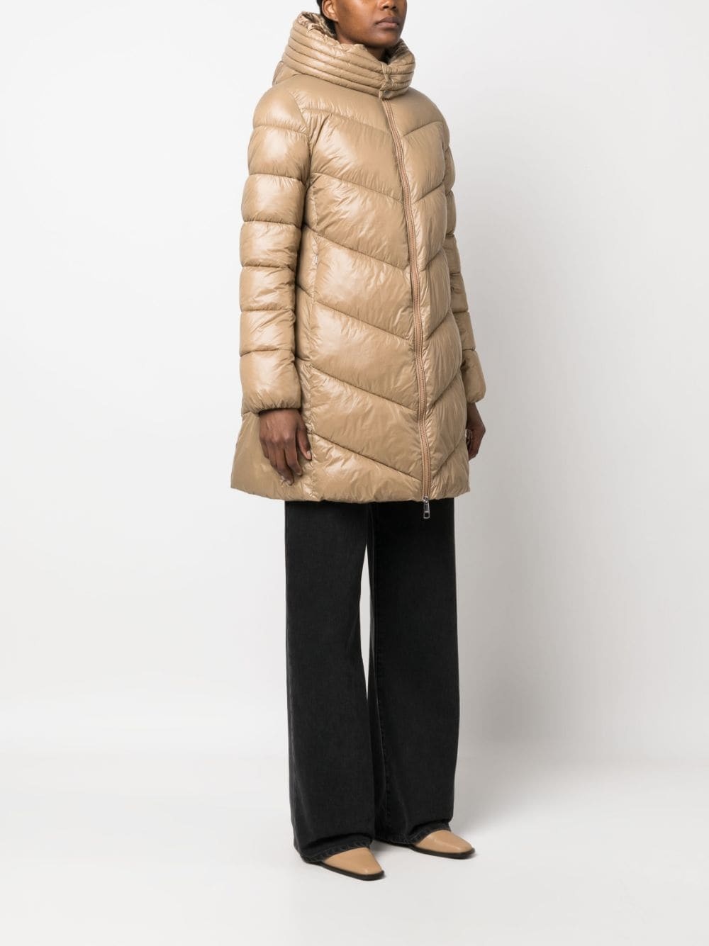 funnel-neck quilted raincoat - 3