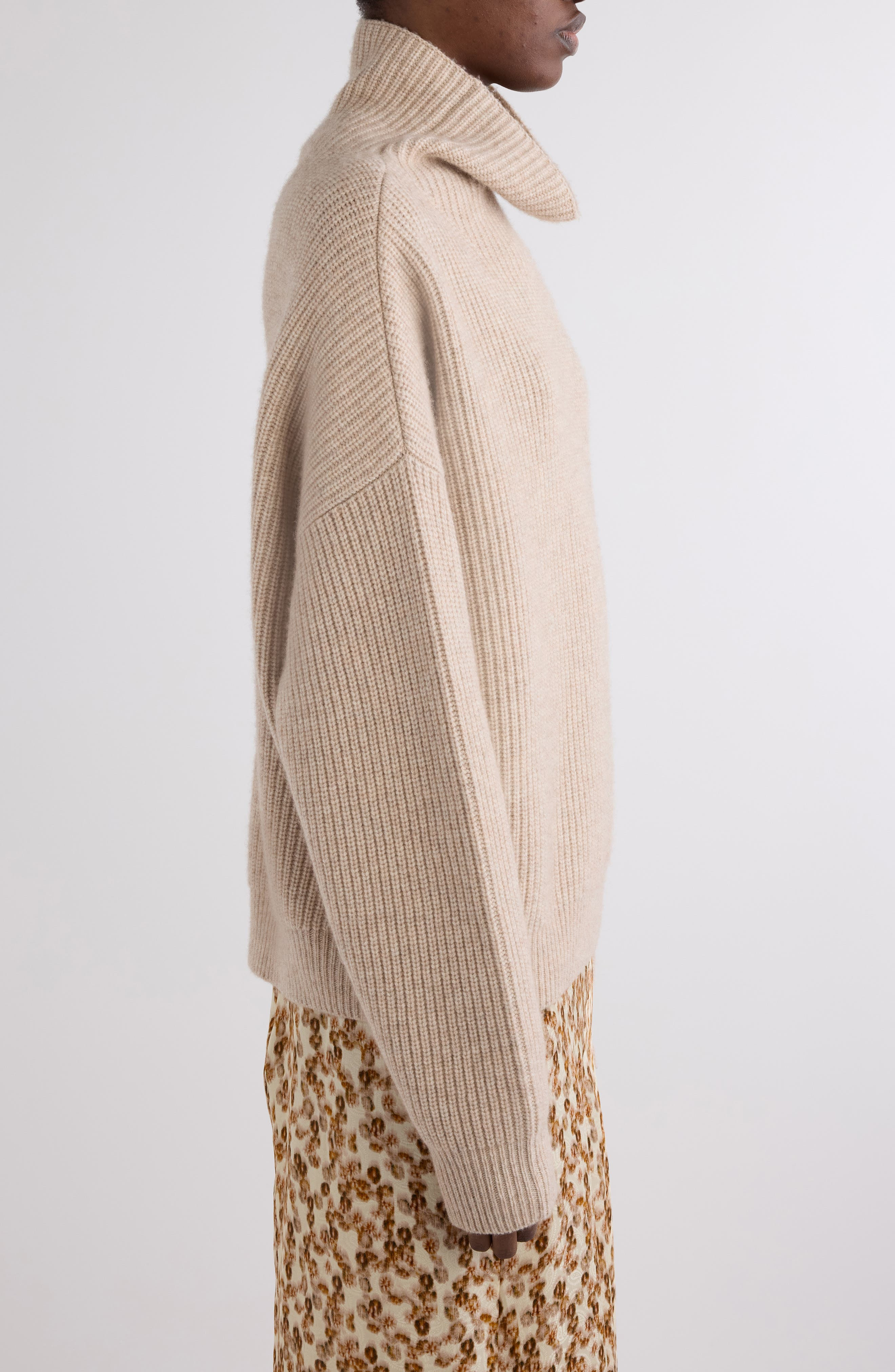 Isabel Marant Brooke Merino Wool & Cashmere Funnel Neck Sweater in Beige at Nordstrom - 4