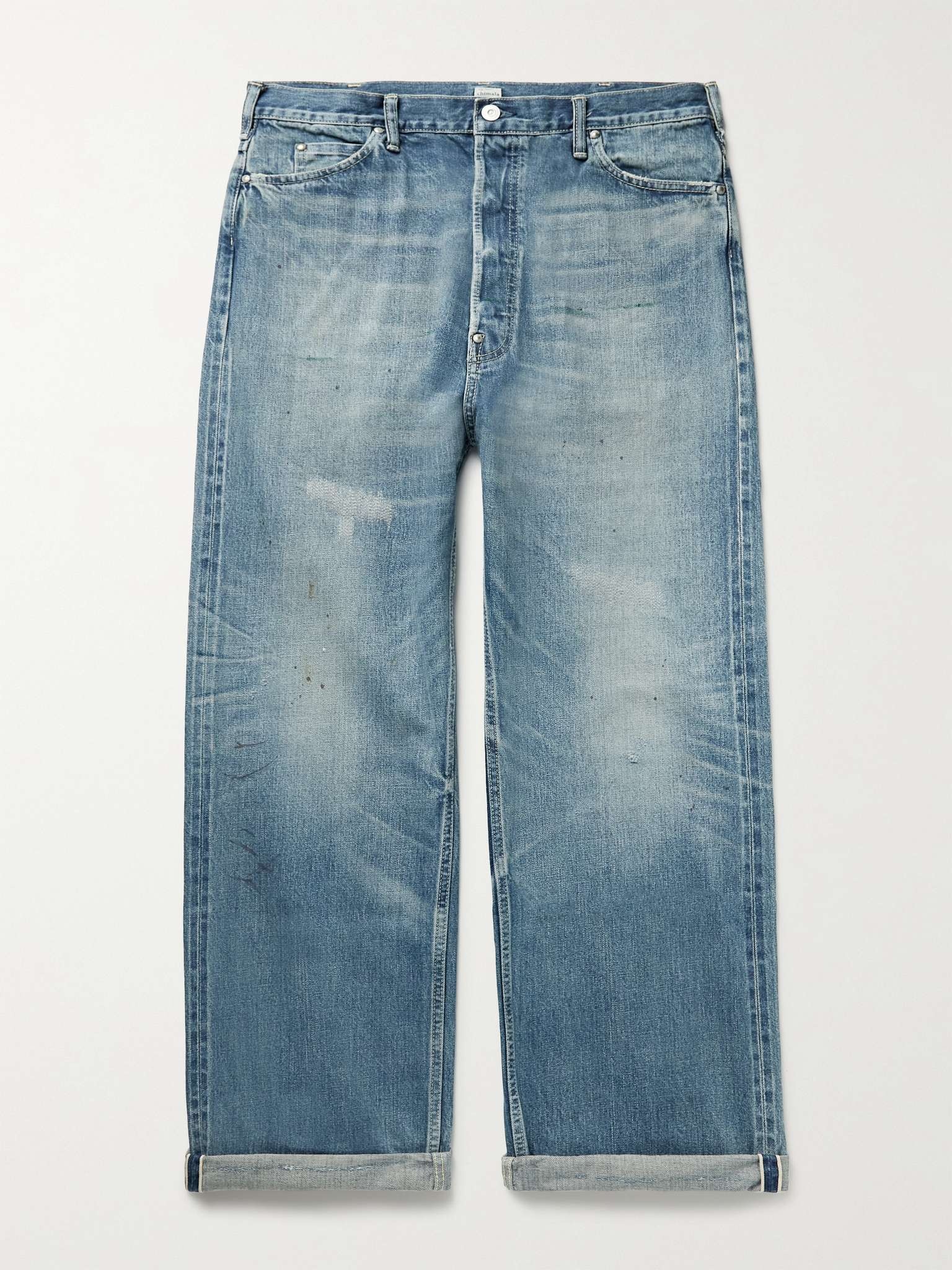 Distressed Selvedge Denim Jeans - 1