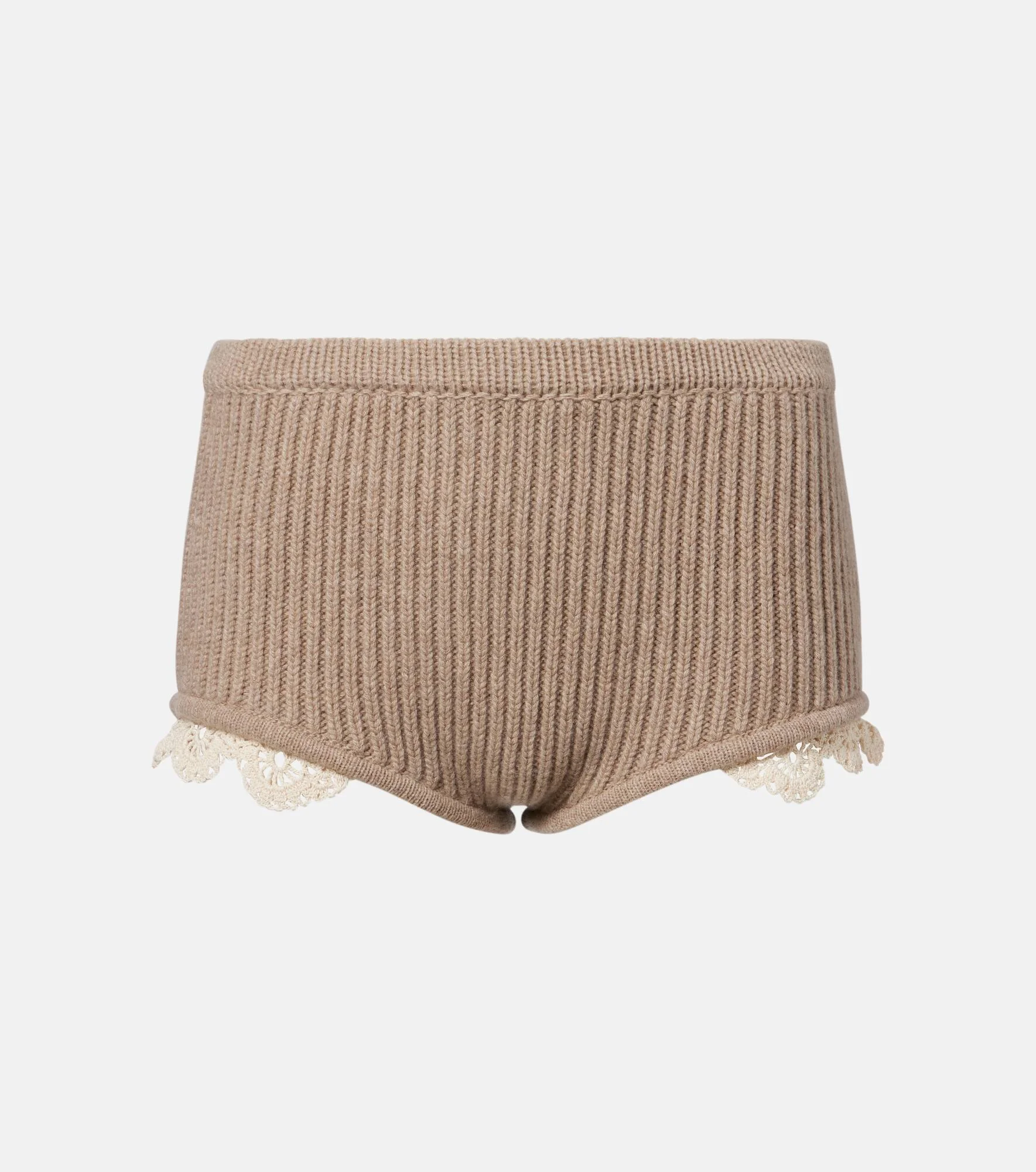 Crochet-trimmed cashmere shorts - 1