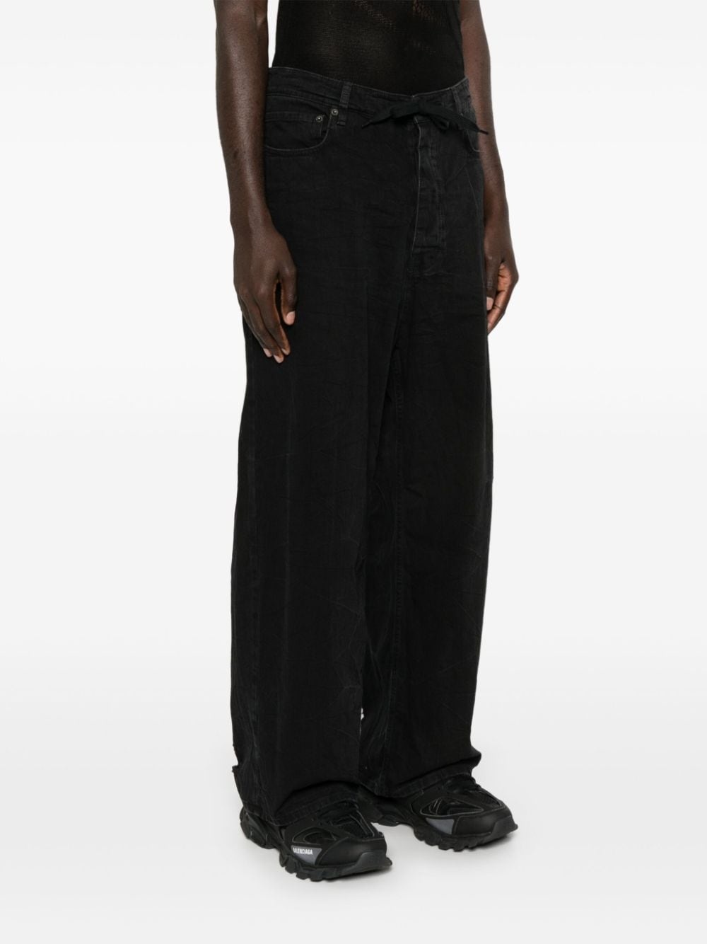 drawstring wide-leg jeans - 2