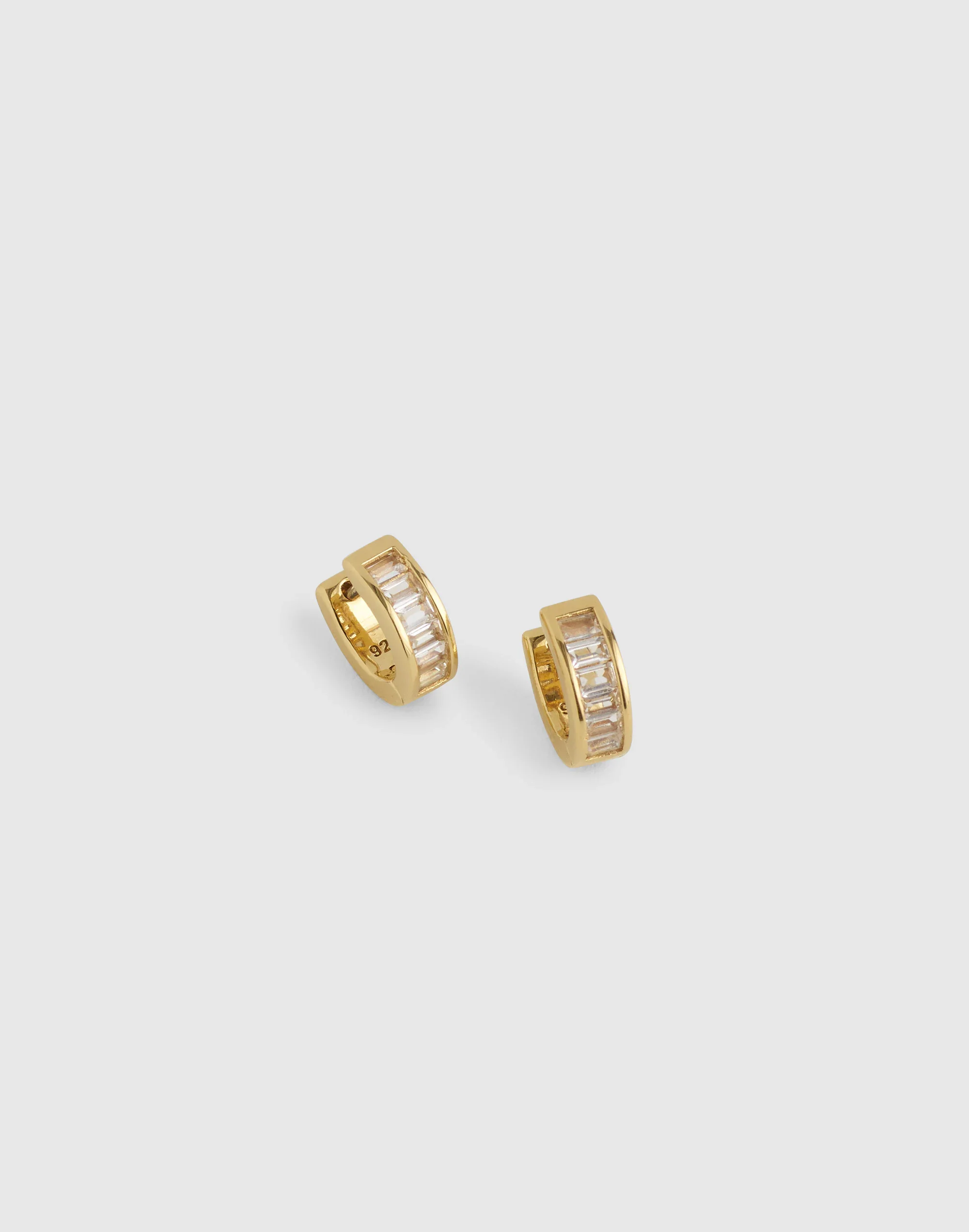 Demi-Fine Baguette Crystal Huggie Hoop Earrings - 1