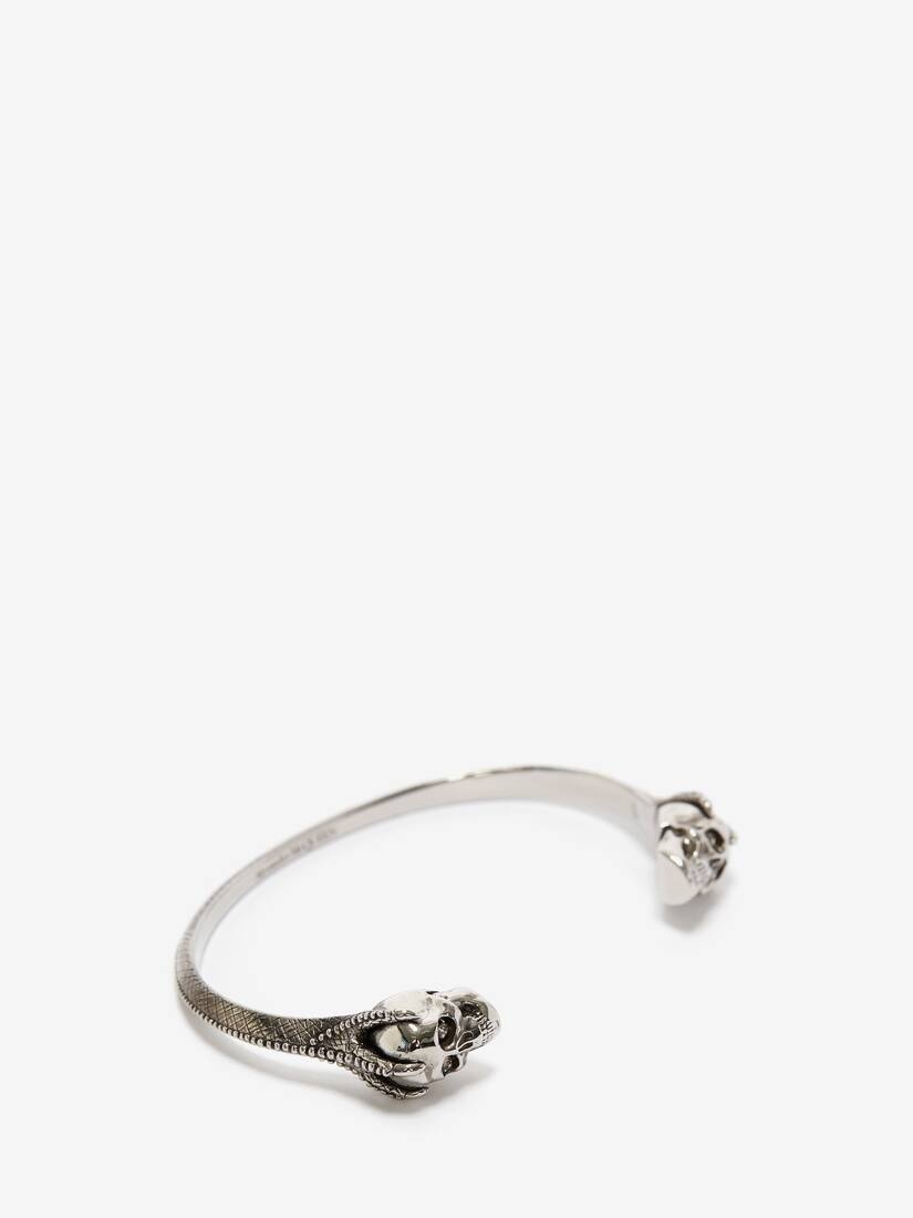 Men's Victorian Skull Cuff in Antique Silver - 2