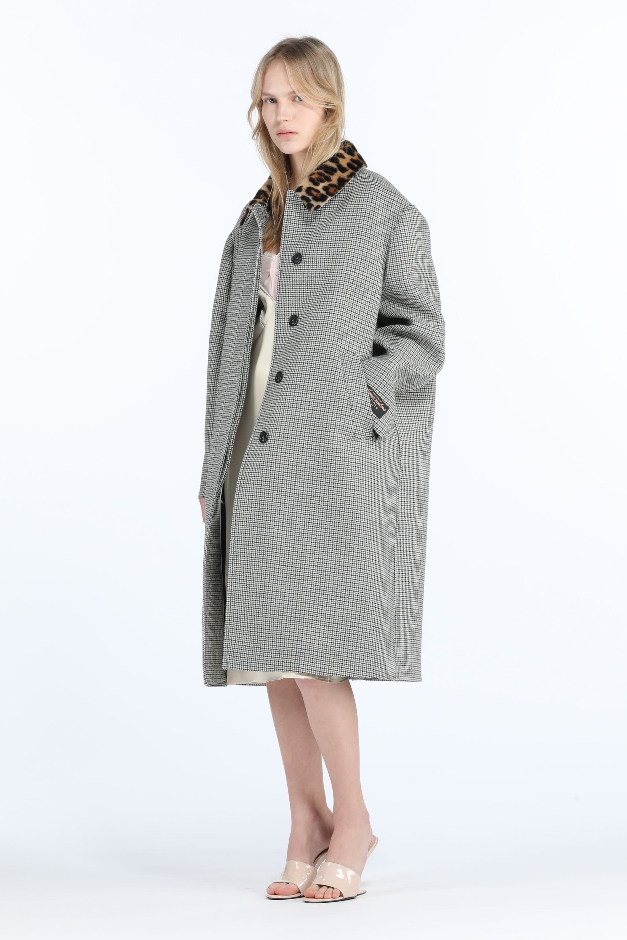 FAUX FUR-TRIM CHECKED COAT - 4