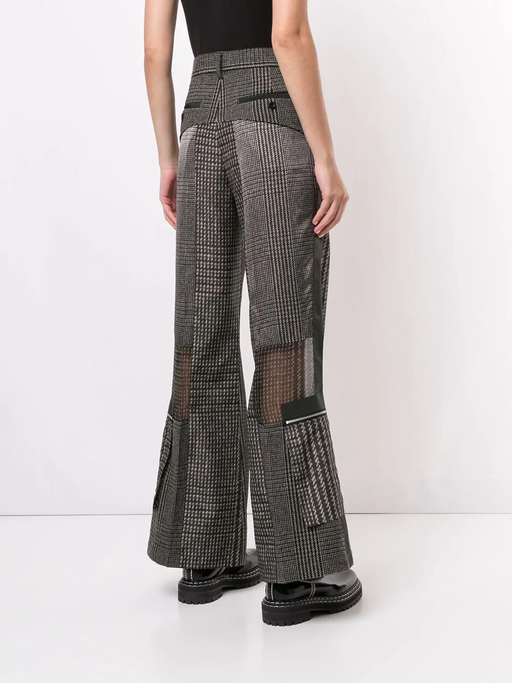 plaid print trousers - 4