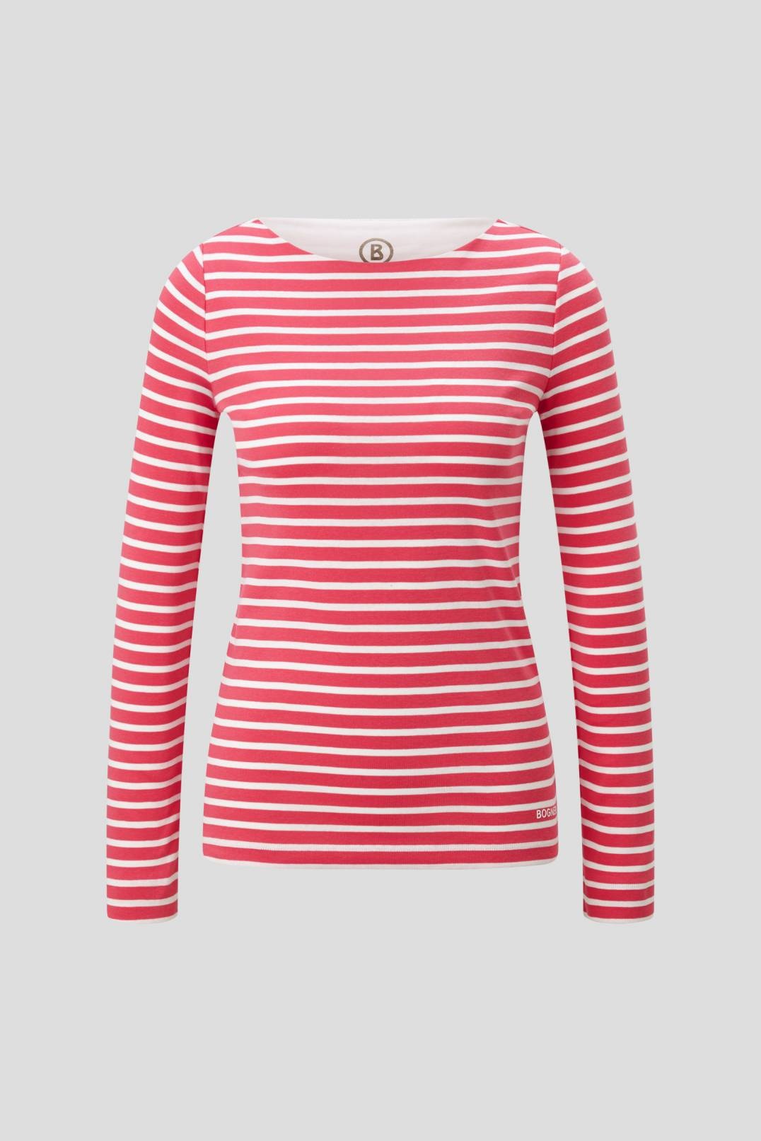 LOUNA LONG-SLEEVE TOP IN BERRY RED/WHITE - 1