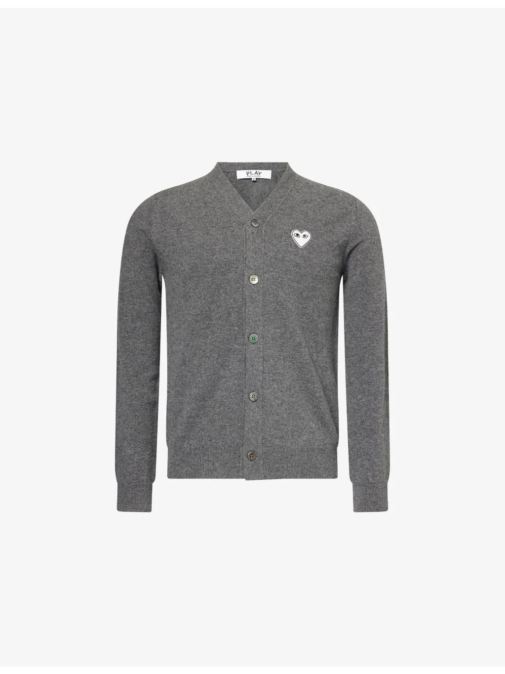 Embroidered Heart Brushed Wool Knit Cardigan - 1