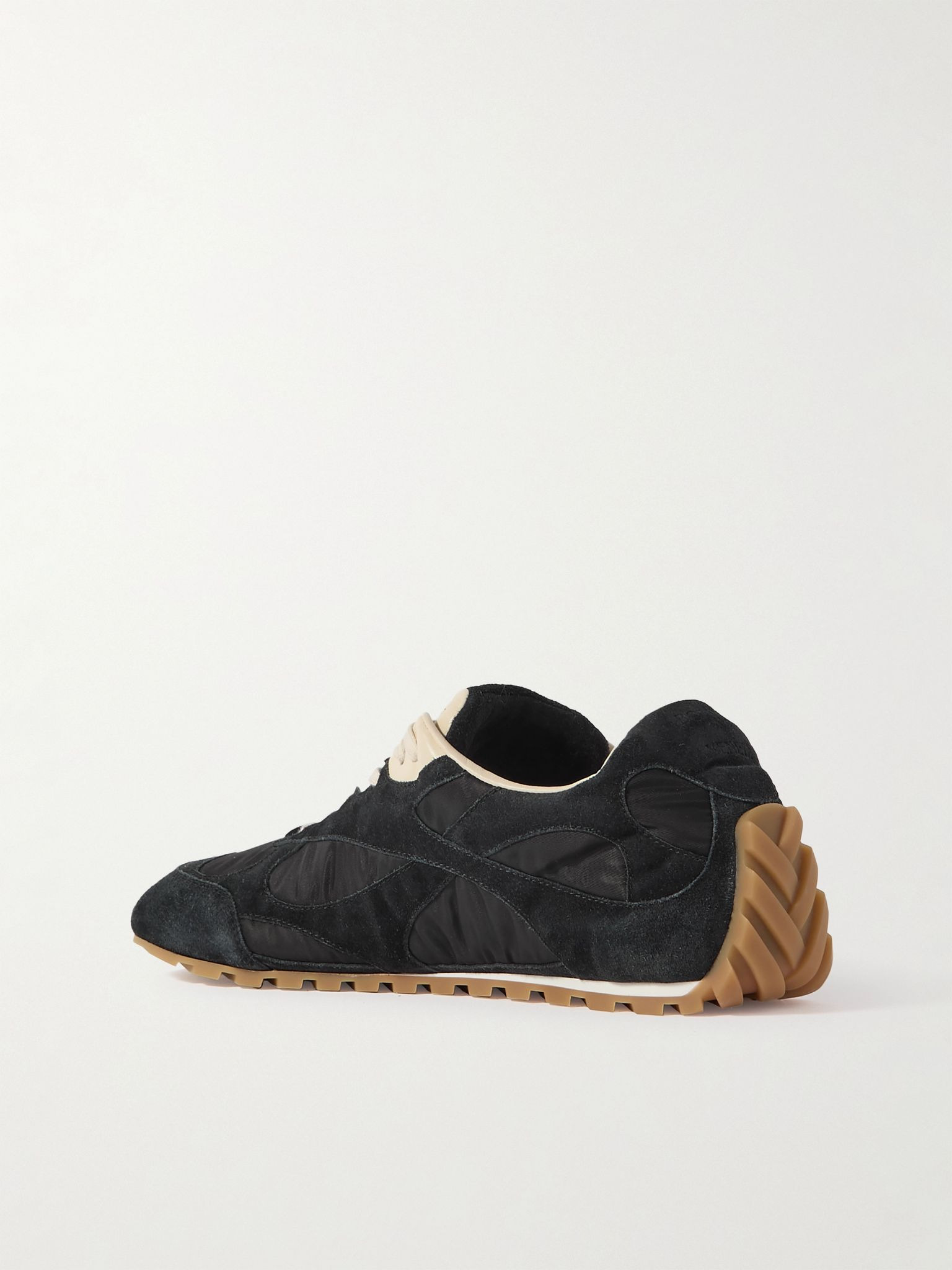 Orbit Leather and Suede-Trimmed Shell Sneakers Black - 4