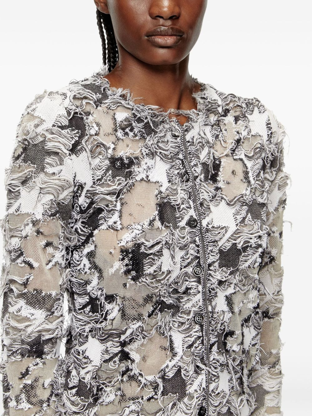 devoré-houndstooth-jacquard cardigan - 5