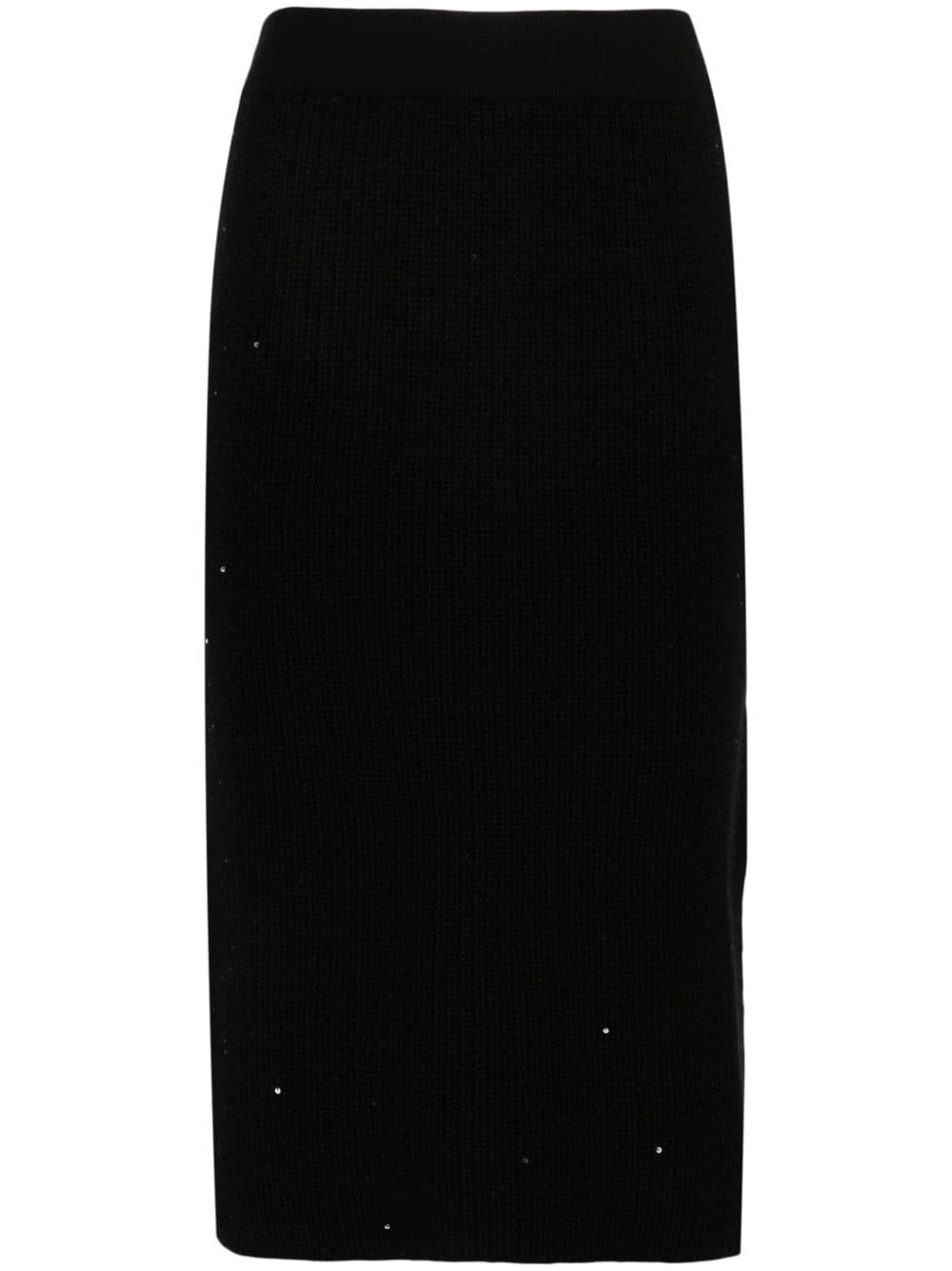 sequinned ribbed midi skirt - 1