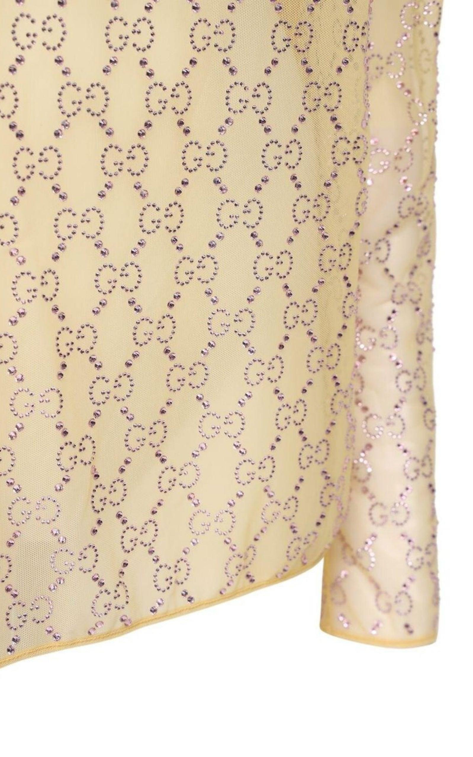 Crystal Embroidered Sheer Tulle Top - 6