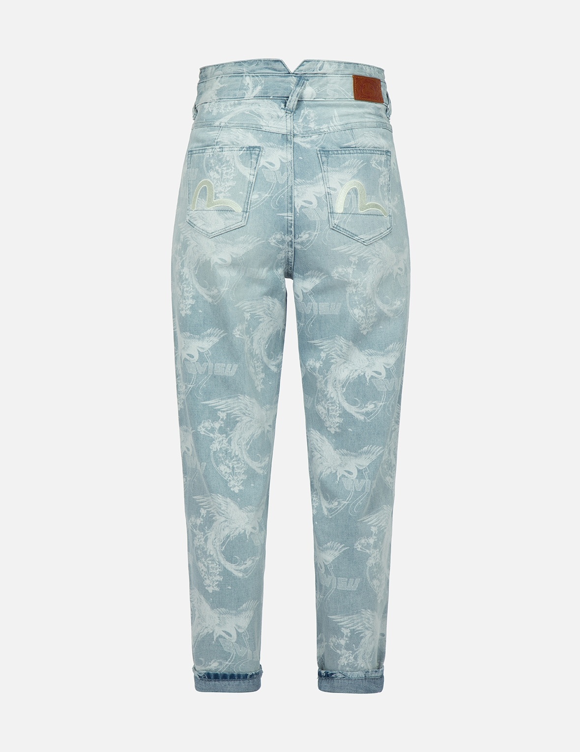 LASER-PRINT ALLOVER PEACOCK DENIM TAPER JEANS - 2