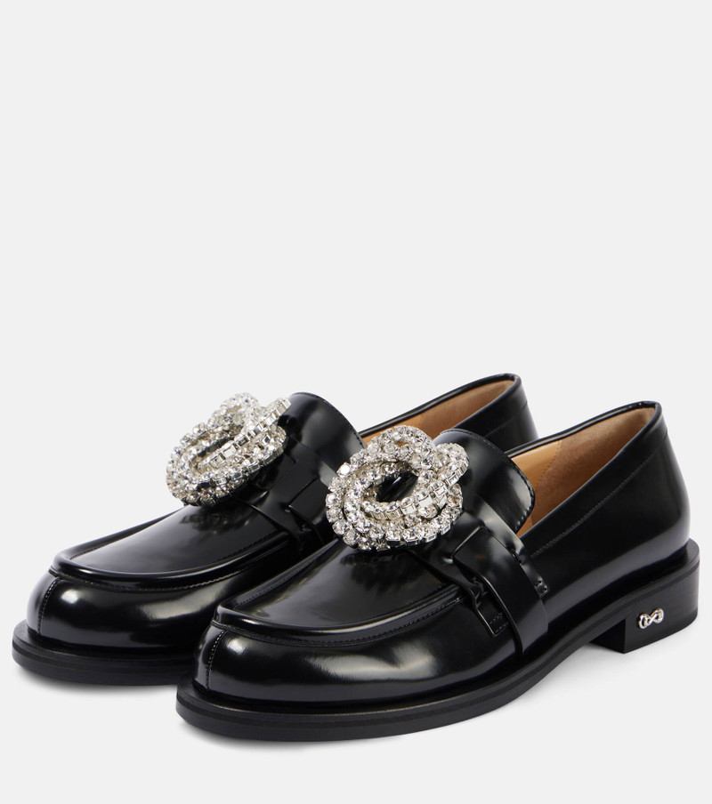 Galaxy embellished leather loafers 4