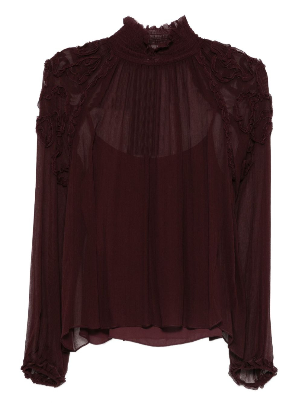 ruffled high-neck blouse - 1