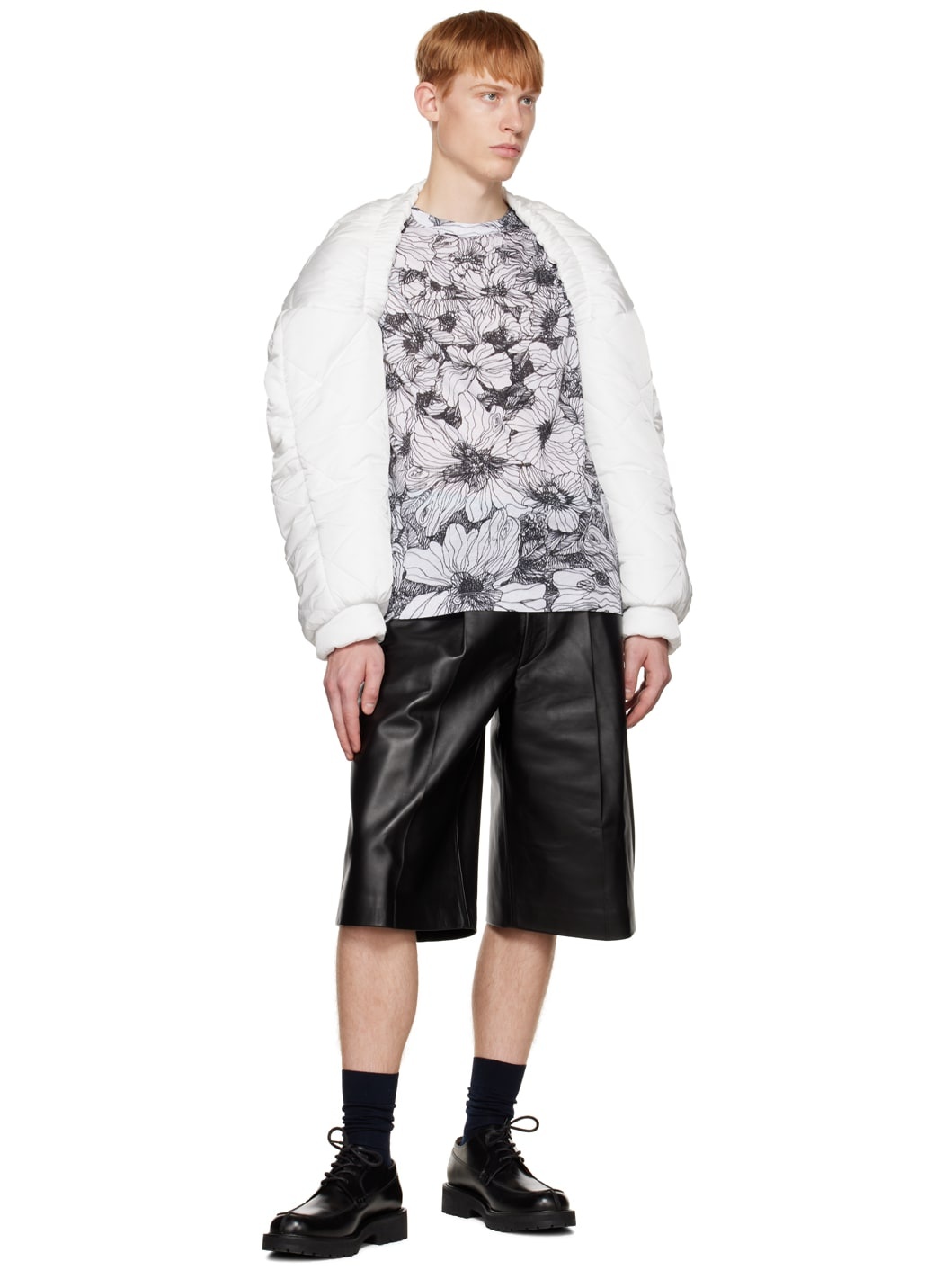 White Quilted Down Jacket - 4
