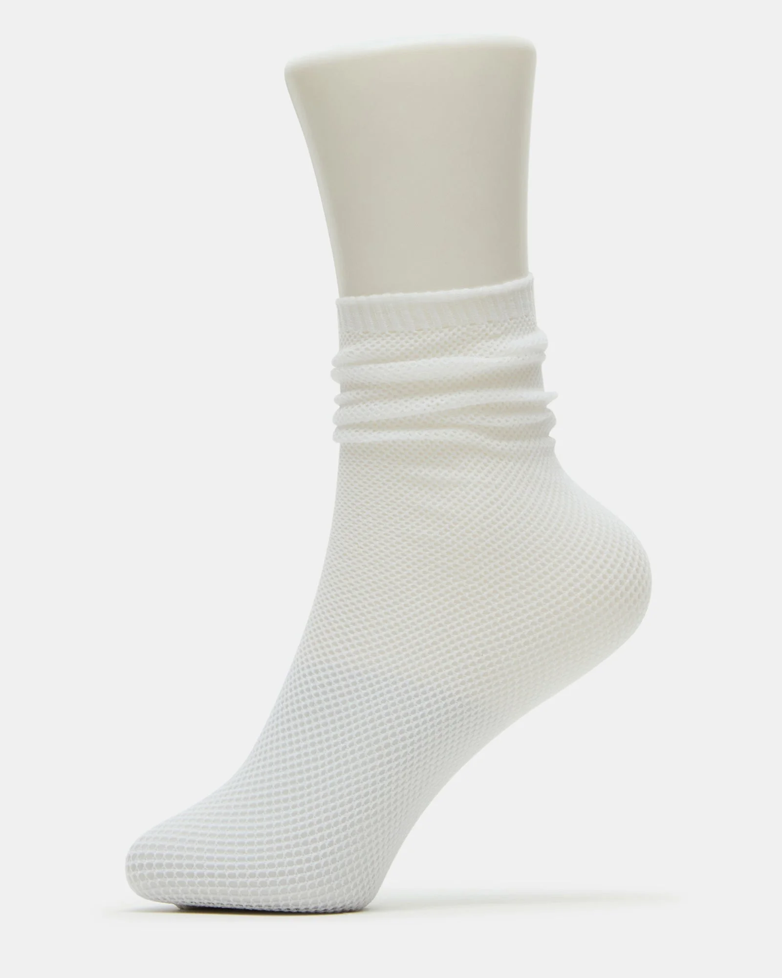 FISHNET SLOUCHY CREW SOCKS WHITE - 1