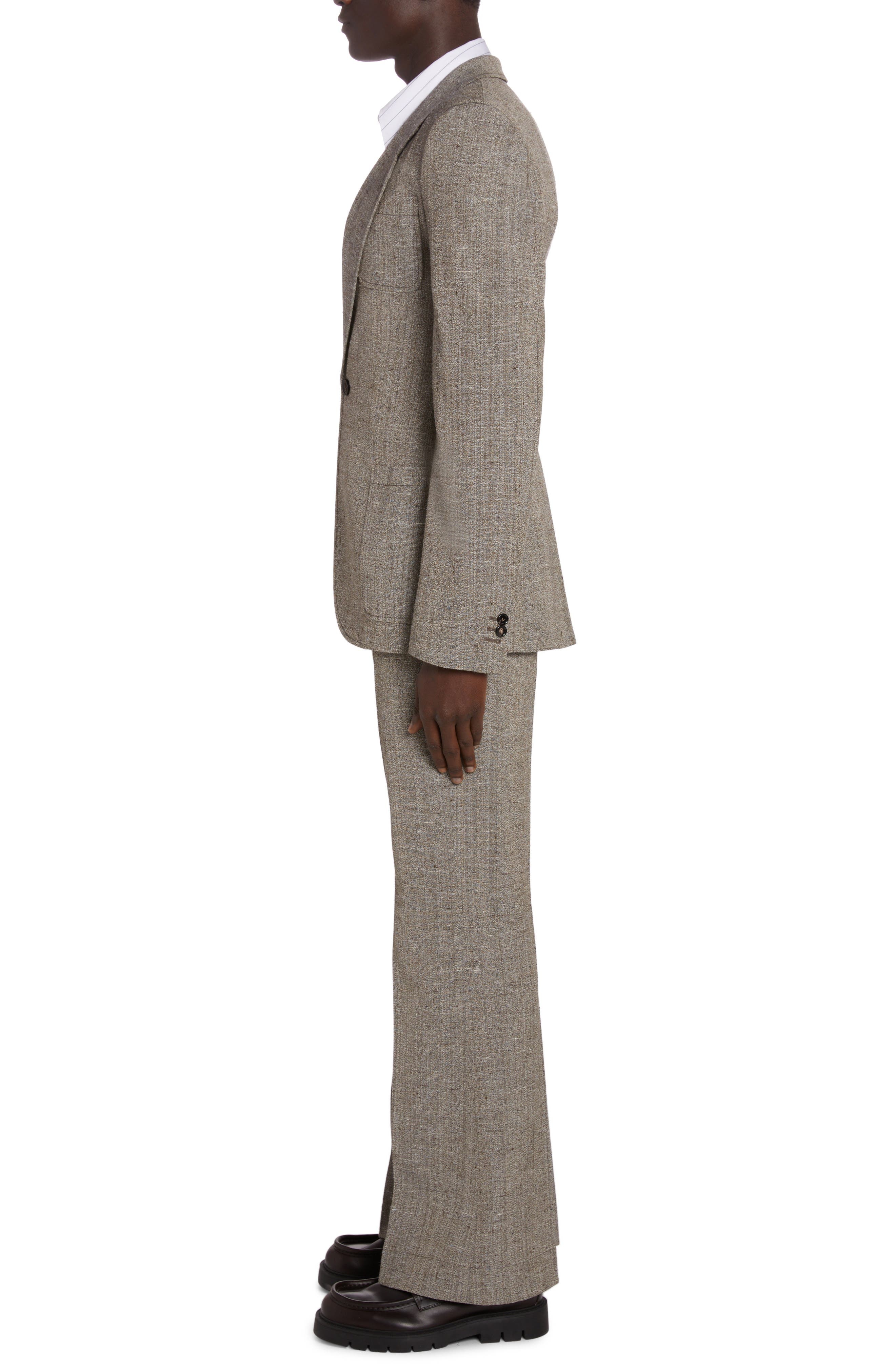 Bottega Veneta Knotted Melange One-Button Suit Jacket in 2515 Brown/White/Blue at Nordstrom - 3