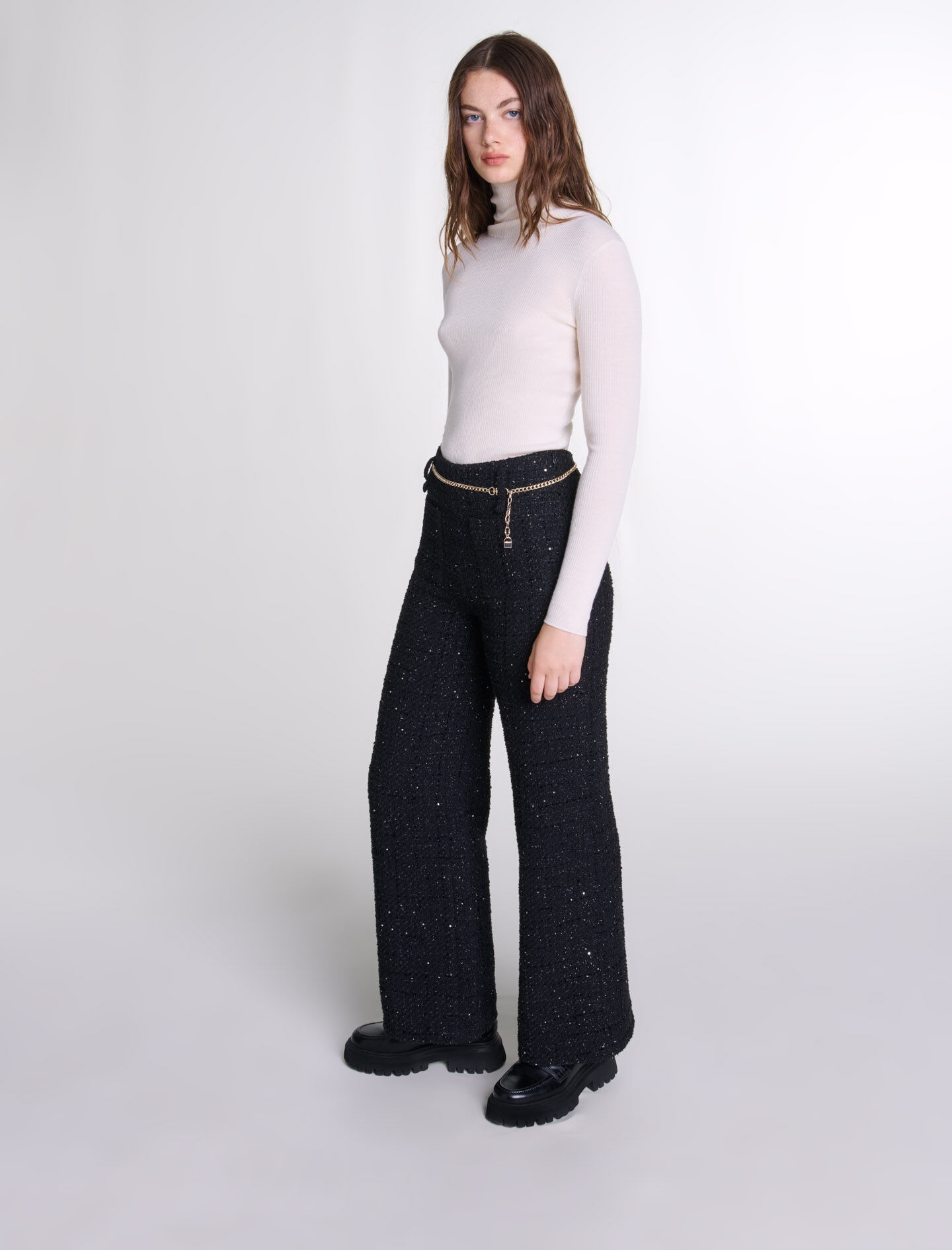 Sequinned tweed trousers - 7
