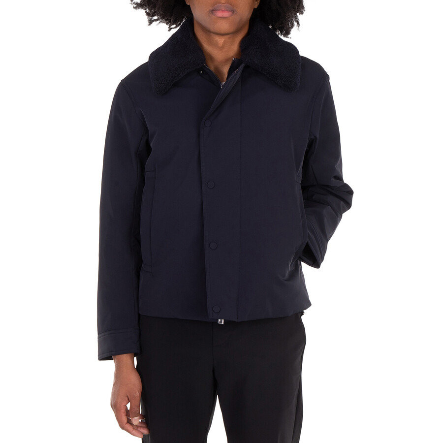 Emporio Armani Shearling Collar Nylon Twill Jacket - 1