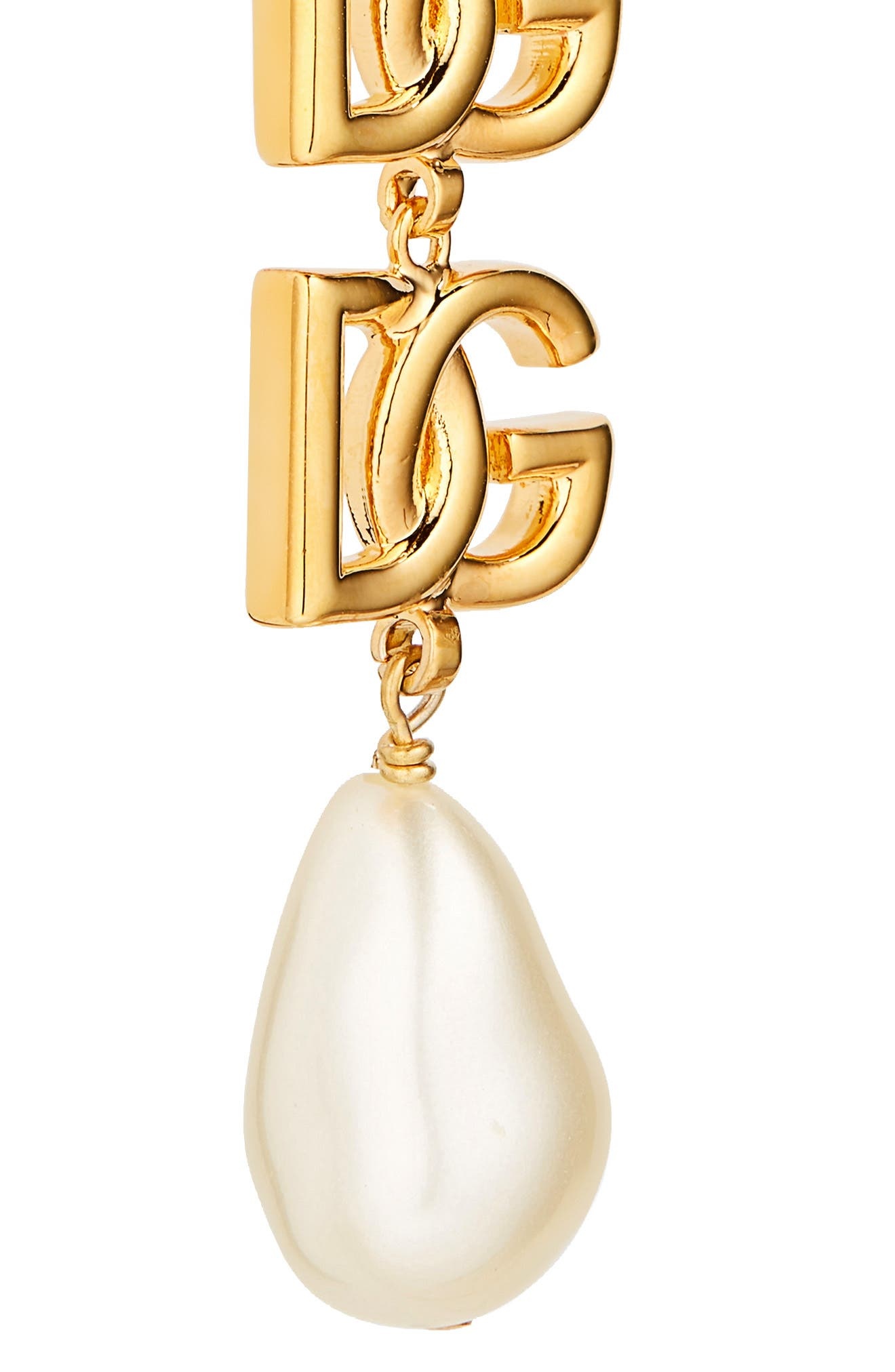 Logo Imitation Pearl Clip-On Drop Earrings - 6