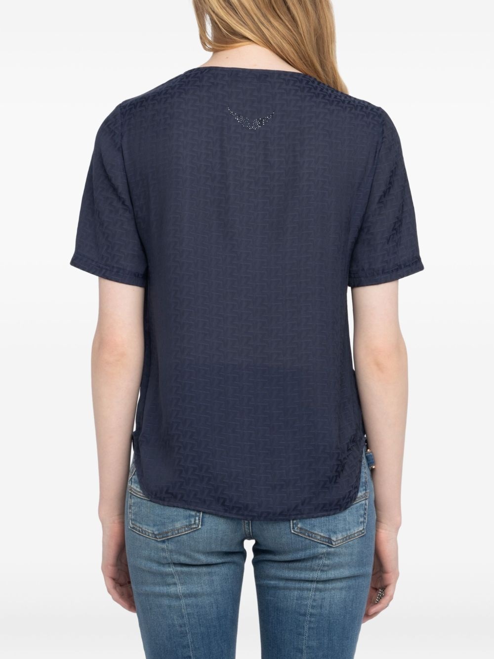 lace-up v-neck t-shirt - 7