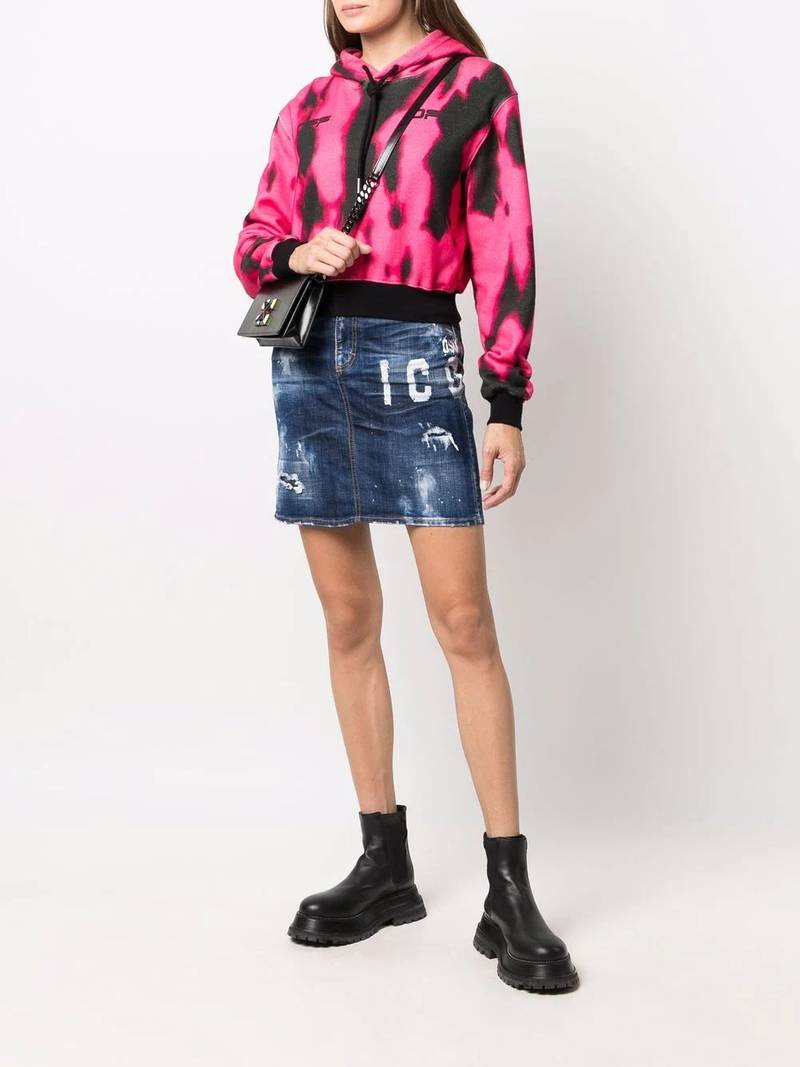 DSQUARED2 logo-print denim skirt outlook