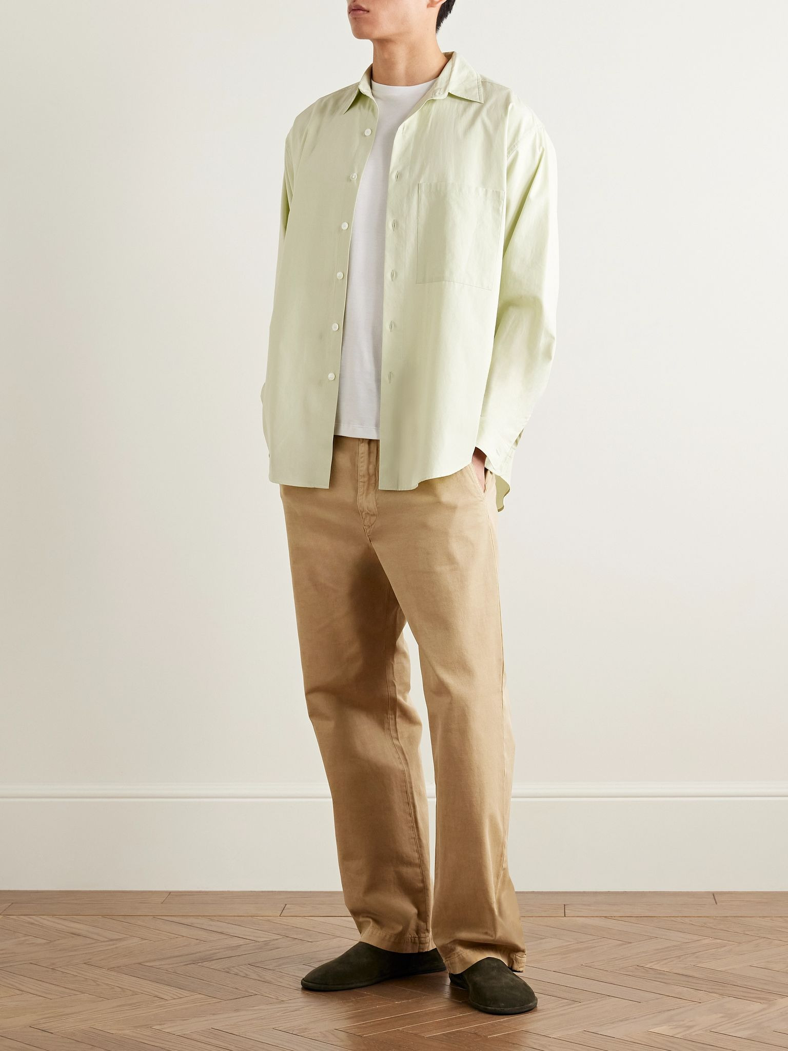 Straight-Leg Cotton-Twill Trousers Neutral - 2