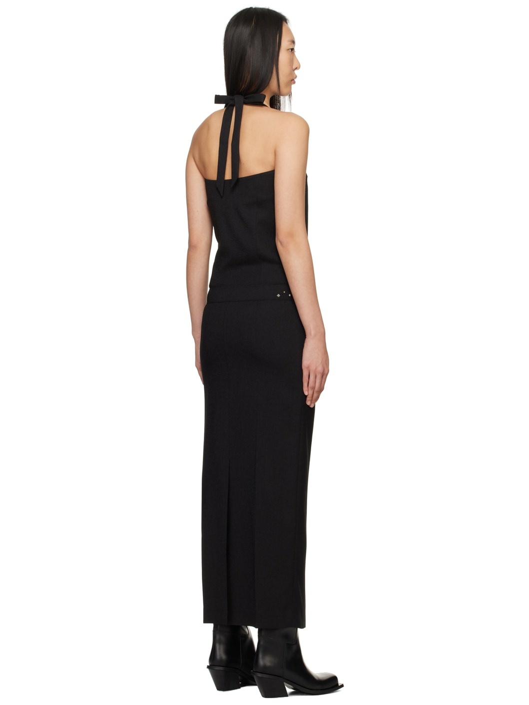 Black Halter Maxi Dress - 3