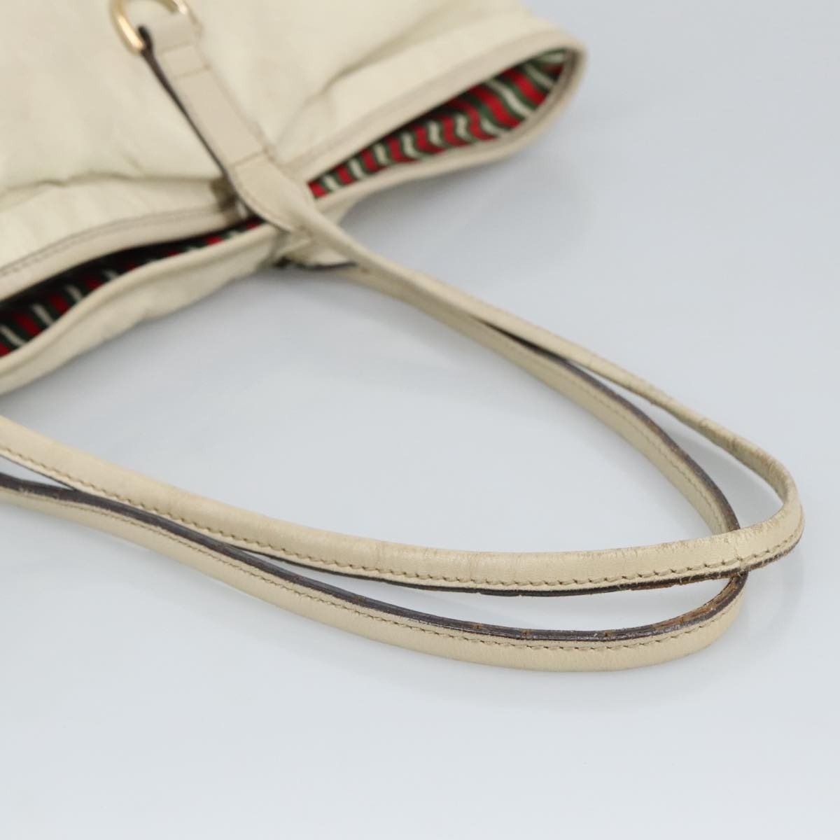 GUCCI Tote Bag Leather Beige Gold - 6