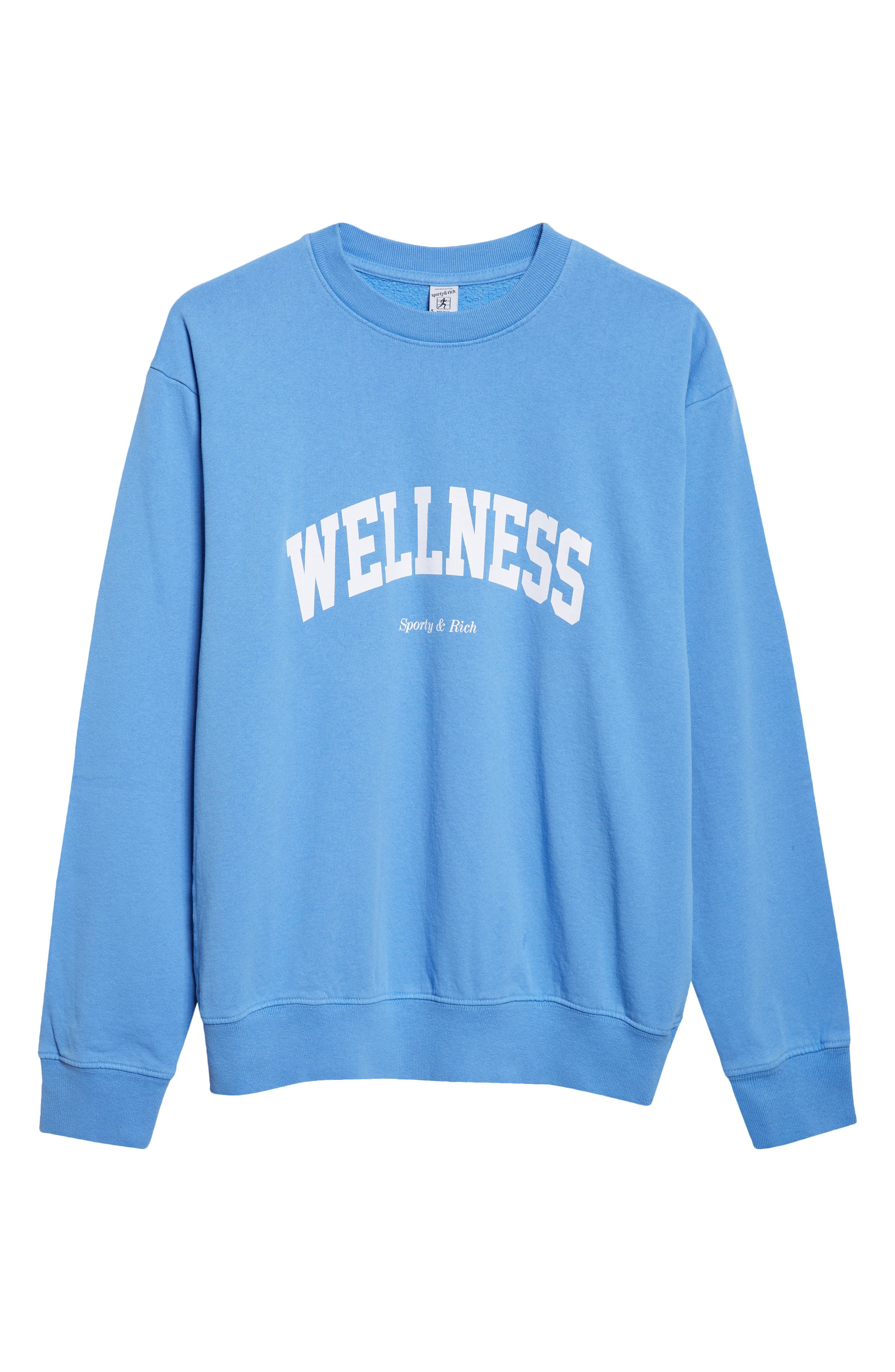 Sporty & Rich Wellness Ivy Cotton Graphic Sweatshirt in Flax Blue at Nordstrom - 6