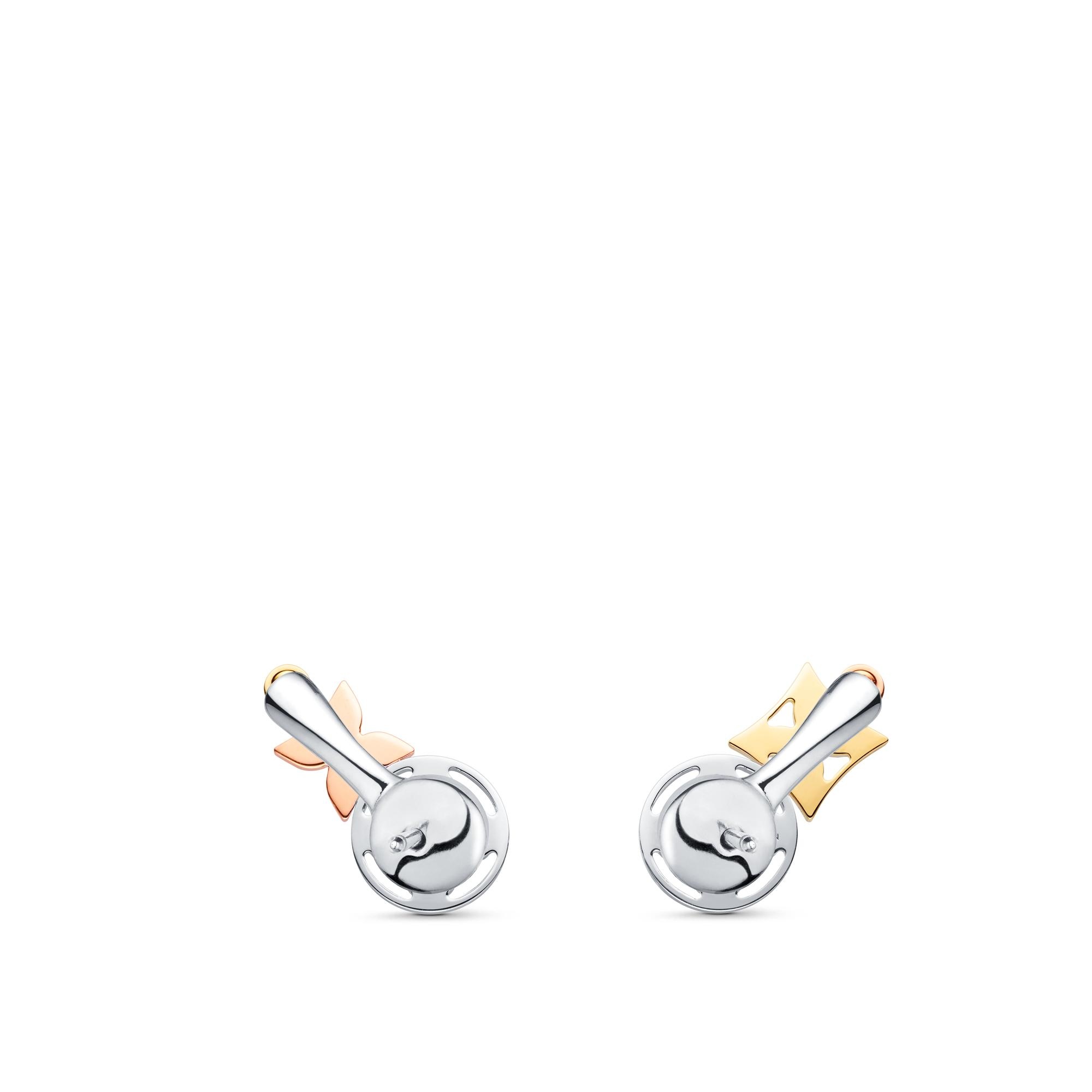 Idylle Blossom Studs, 3 Golds And Diamonds - 3