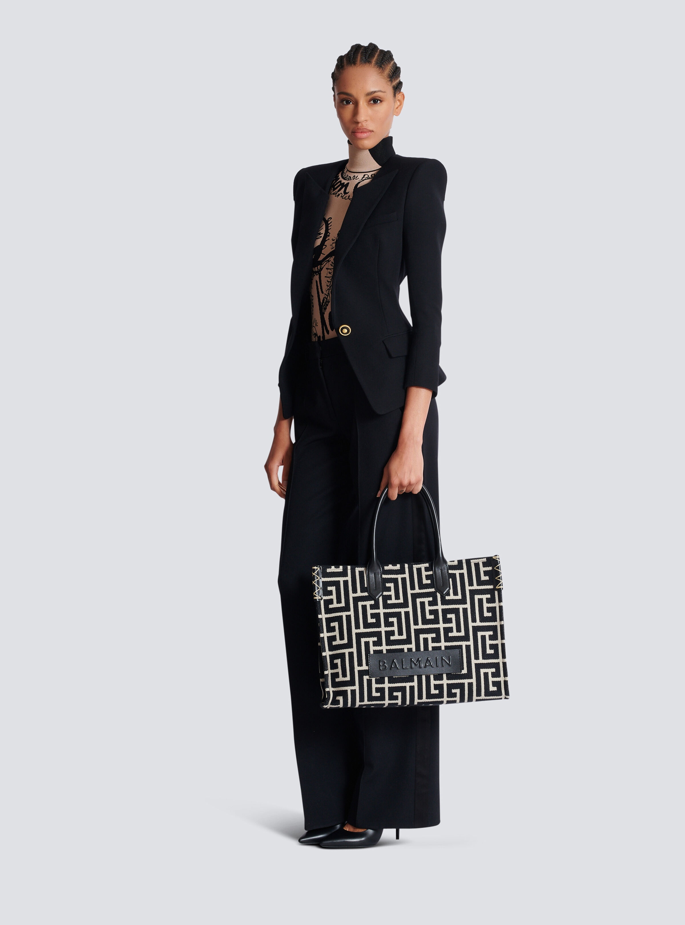 B-Army 42 monogram jacquard and leather Tote bag - 2
