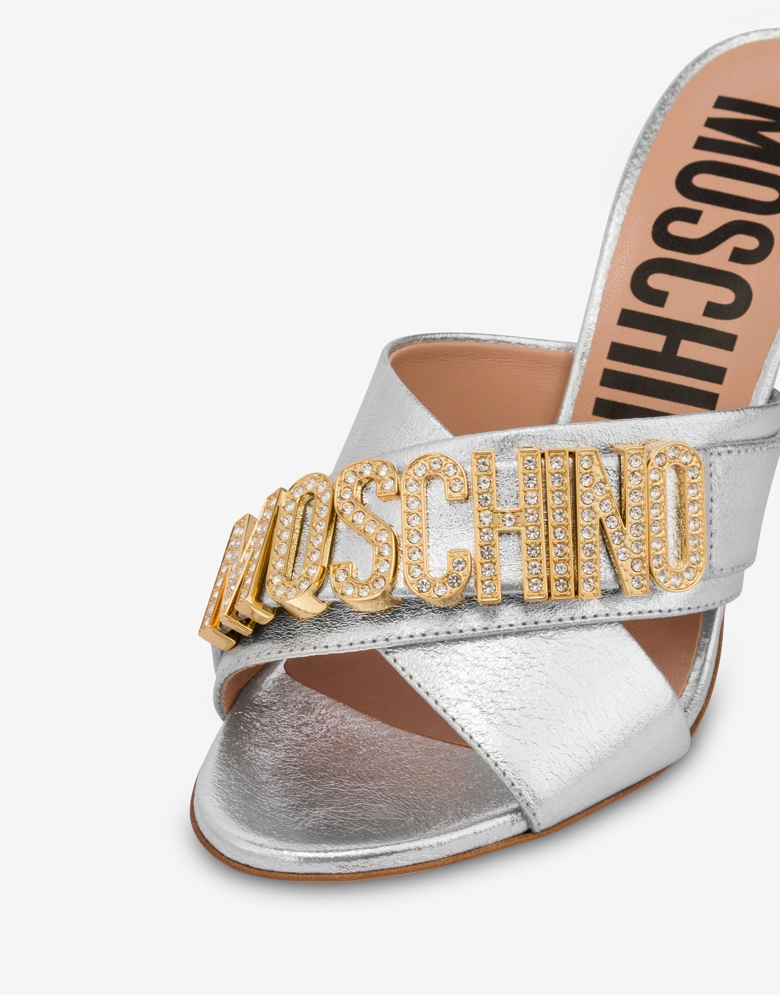 FOILED JEWEL LOGO HEELED SANDALS - 4