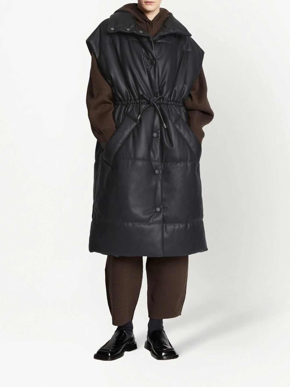 padded faux-leather gilet - 2