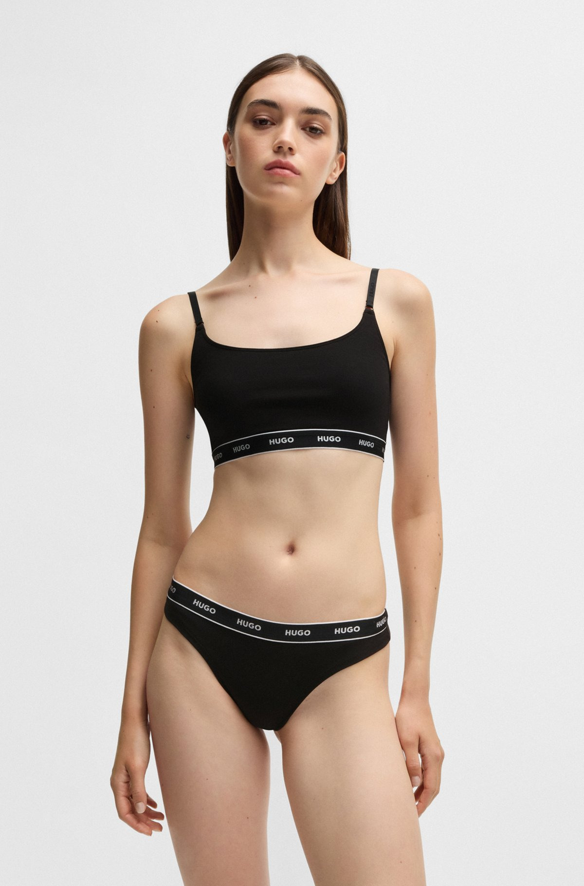 THREE-PACK OF STRETCH-COTTON THONGS WITH LOGO WAISTBANDS - 2