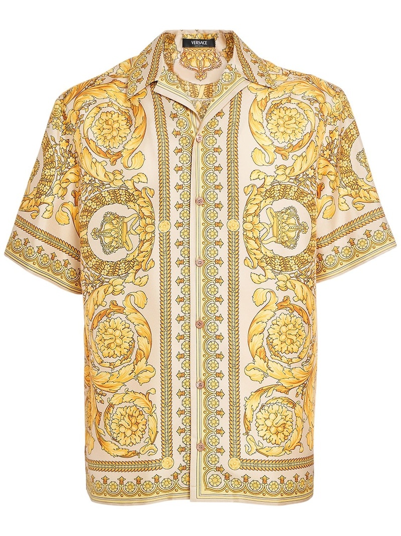 Barocco printed silk short sleeve shirt - 1