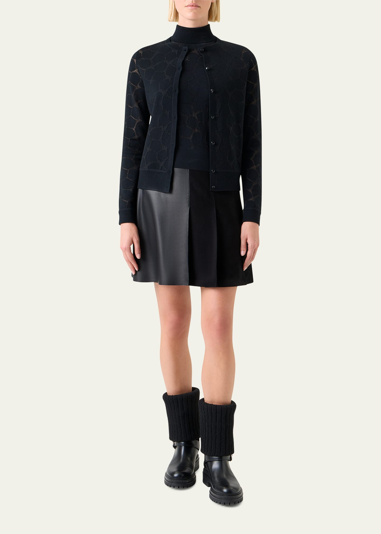 Broken Stone Jacquard Wool-Silk Cardigan - 2