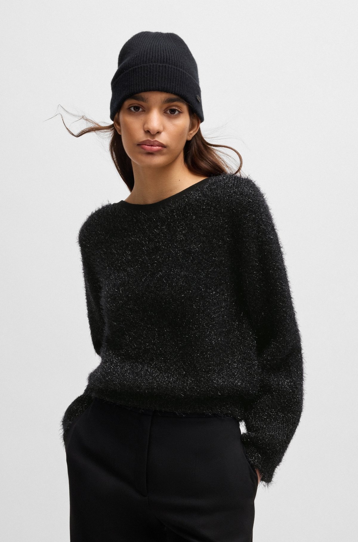 FLUFFY SLIM-FIT SWEATER WITH REAR BOW DETAIL - 2
