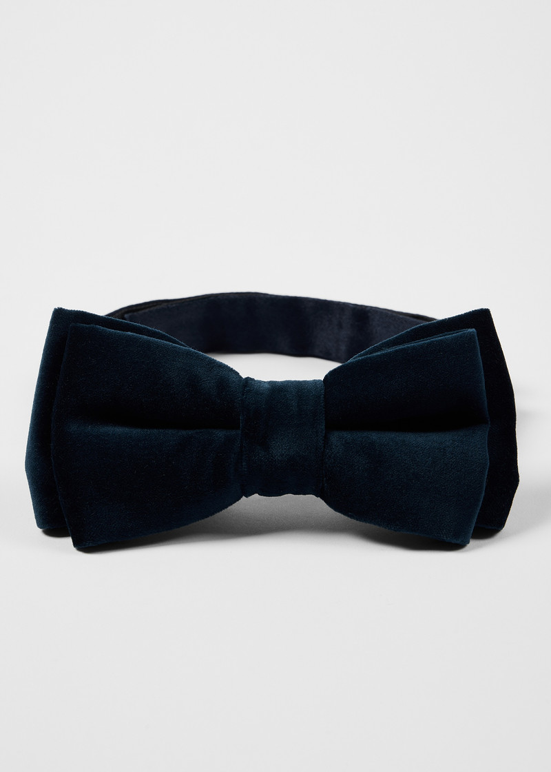 Dark Navy Velvet Pre-Tied Bow Tie 3