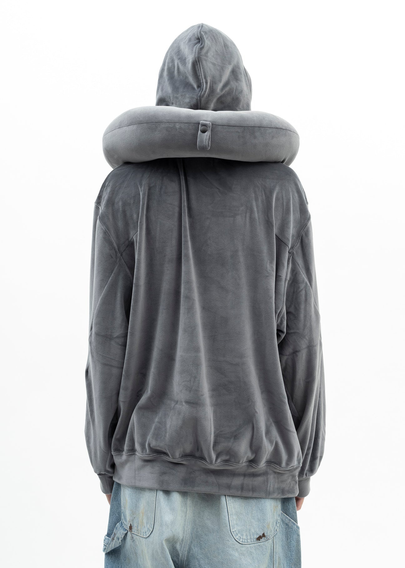 NAVY NECK PILLOW HOODIE - 2