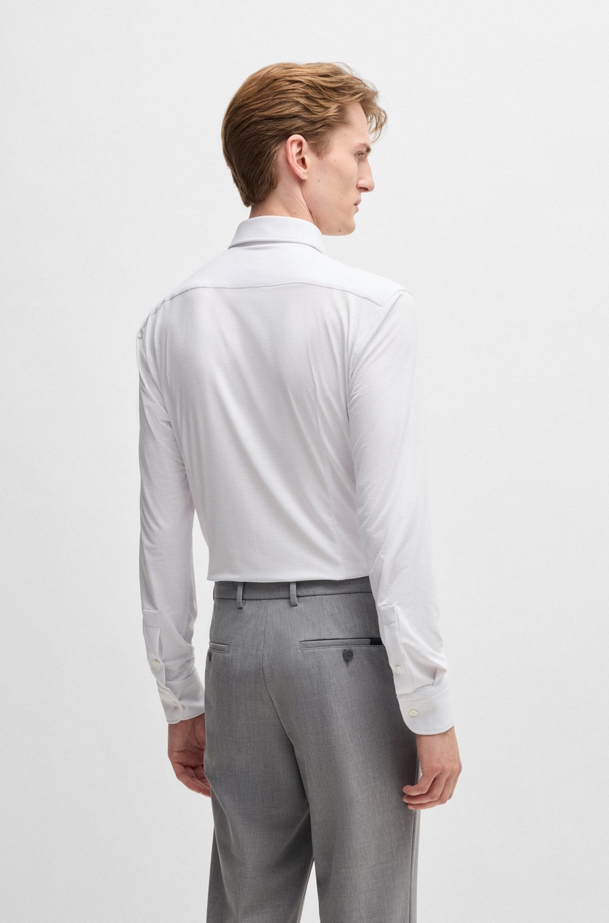 SLIM-FIT SHIRT IN TEXTURED PERFORMANCE-STRETCH JERSEY - 5