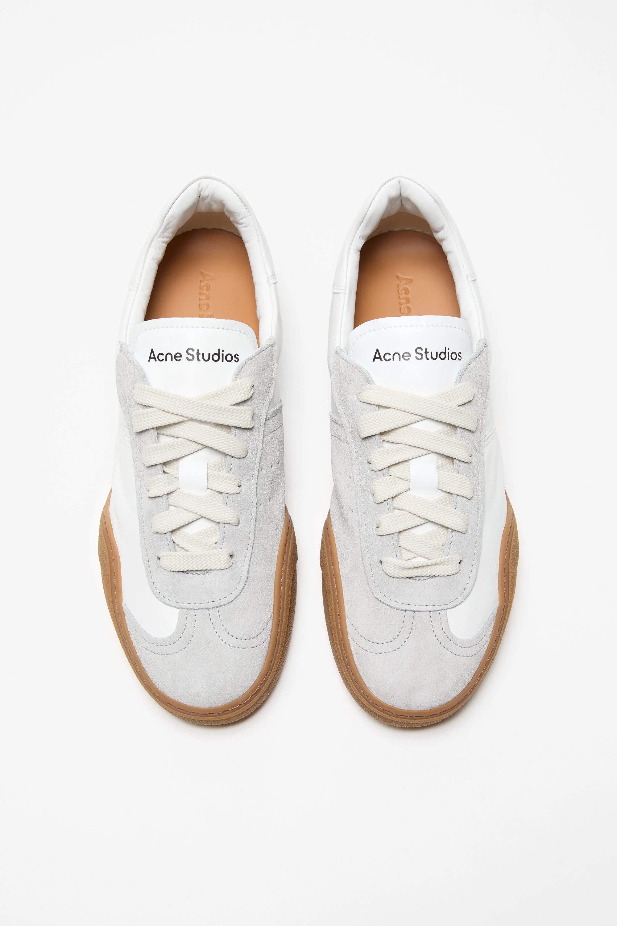 Lace-up sneakers - White/brown - 3